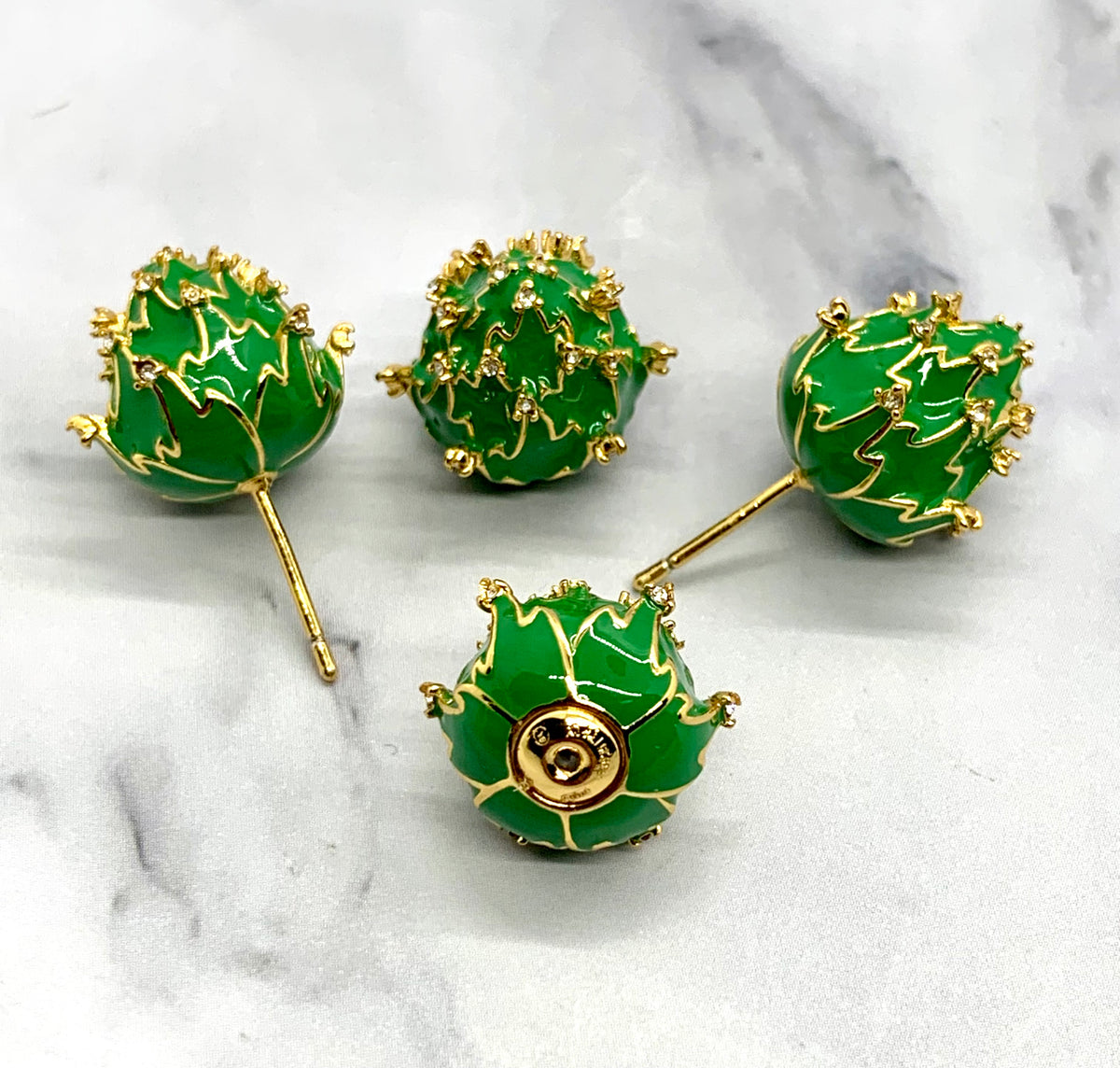 BOTTEGA VENETA Green Coral Reef Earrings - Pre owned