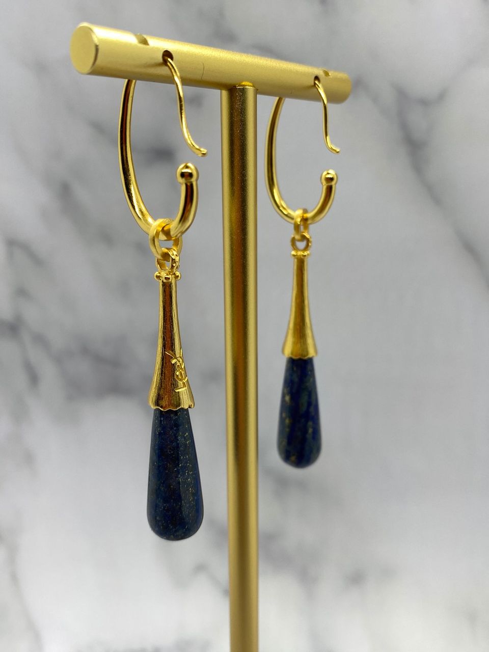 YSL Yves Saint Laurent Lapis Lazuli Pendant Earrings - Pre owned
