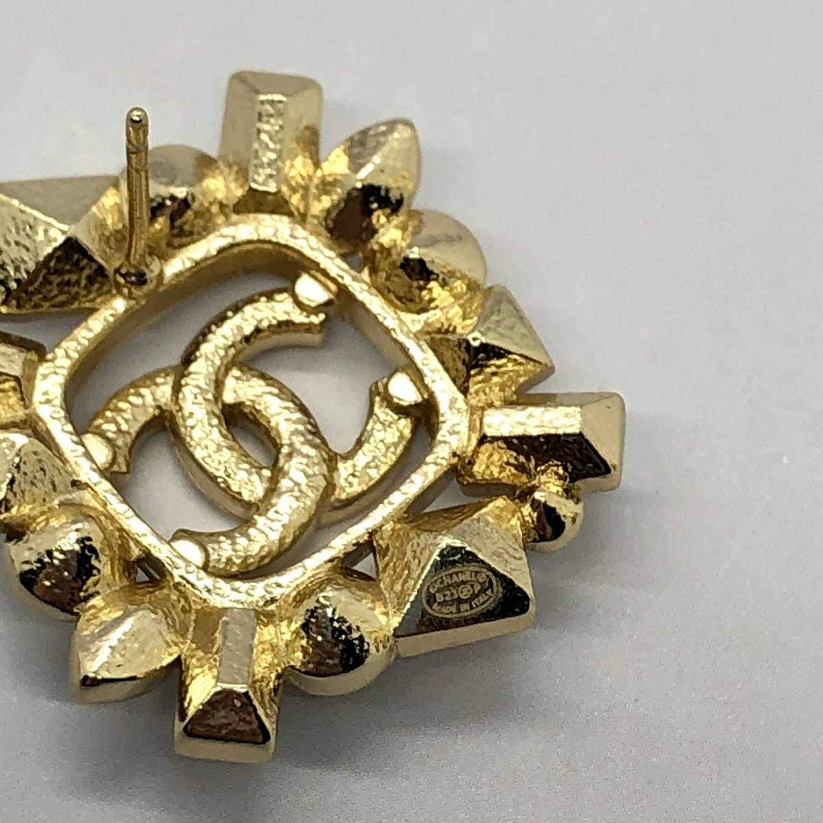 CHANEL CC Gold Tone Rhinestone Earrings - Pre owned