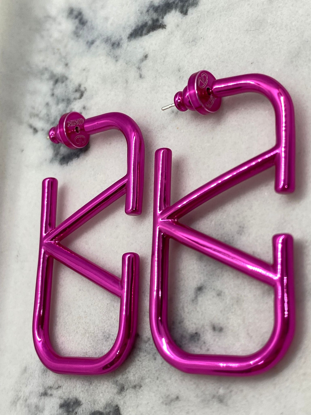 VALENTINO V Pink Hoop Earrings - USED