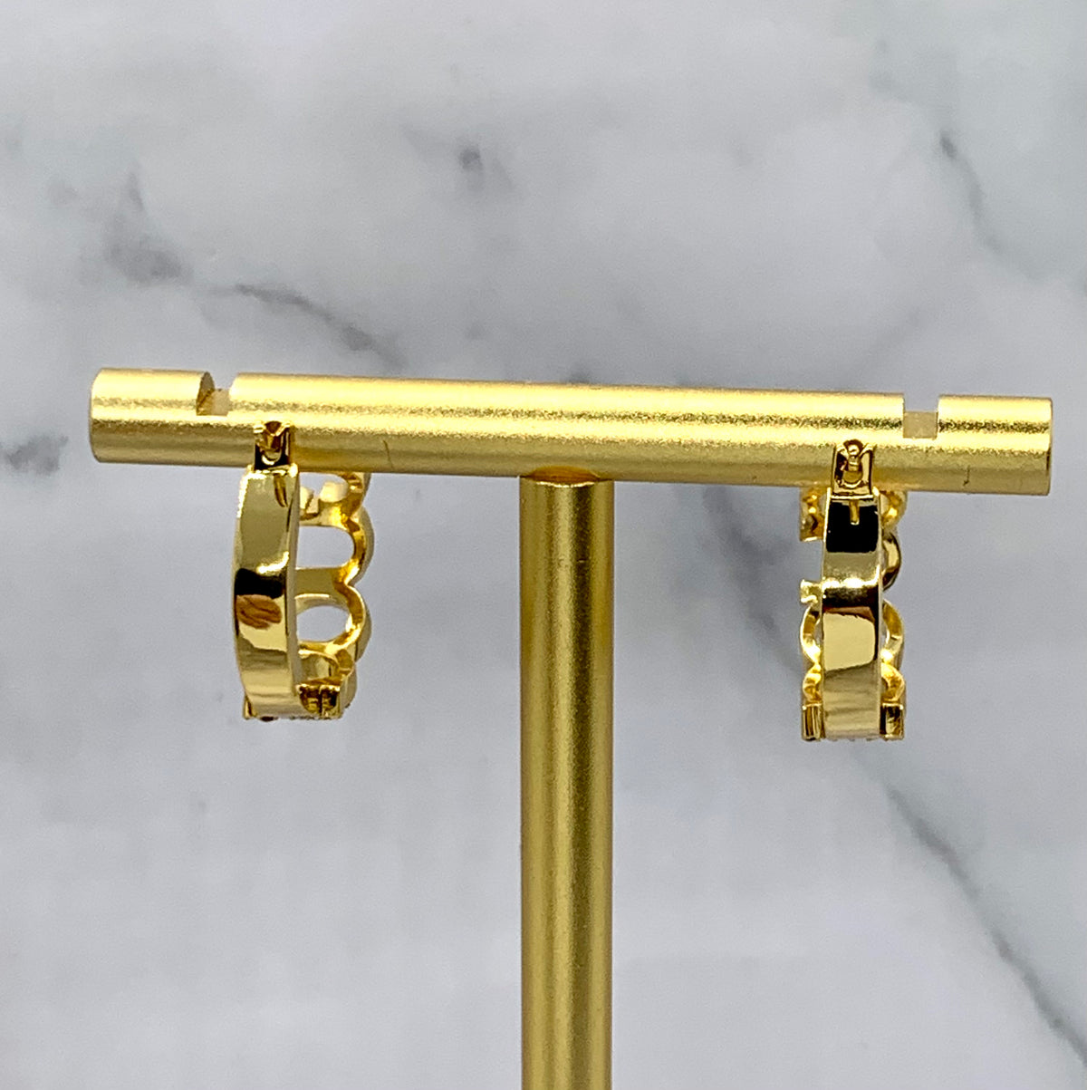GUCCI Rhinestone Gold Hoop Earrings - Pre owned
