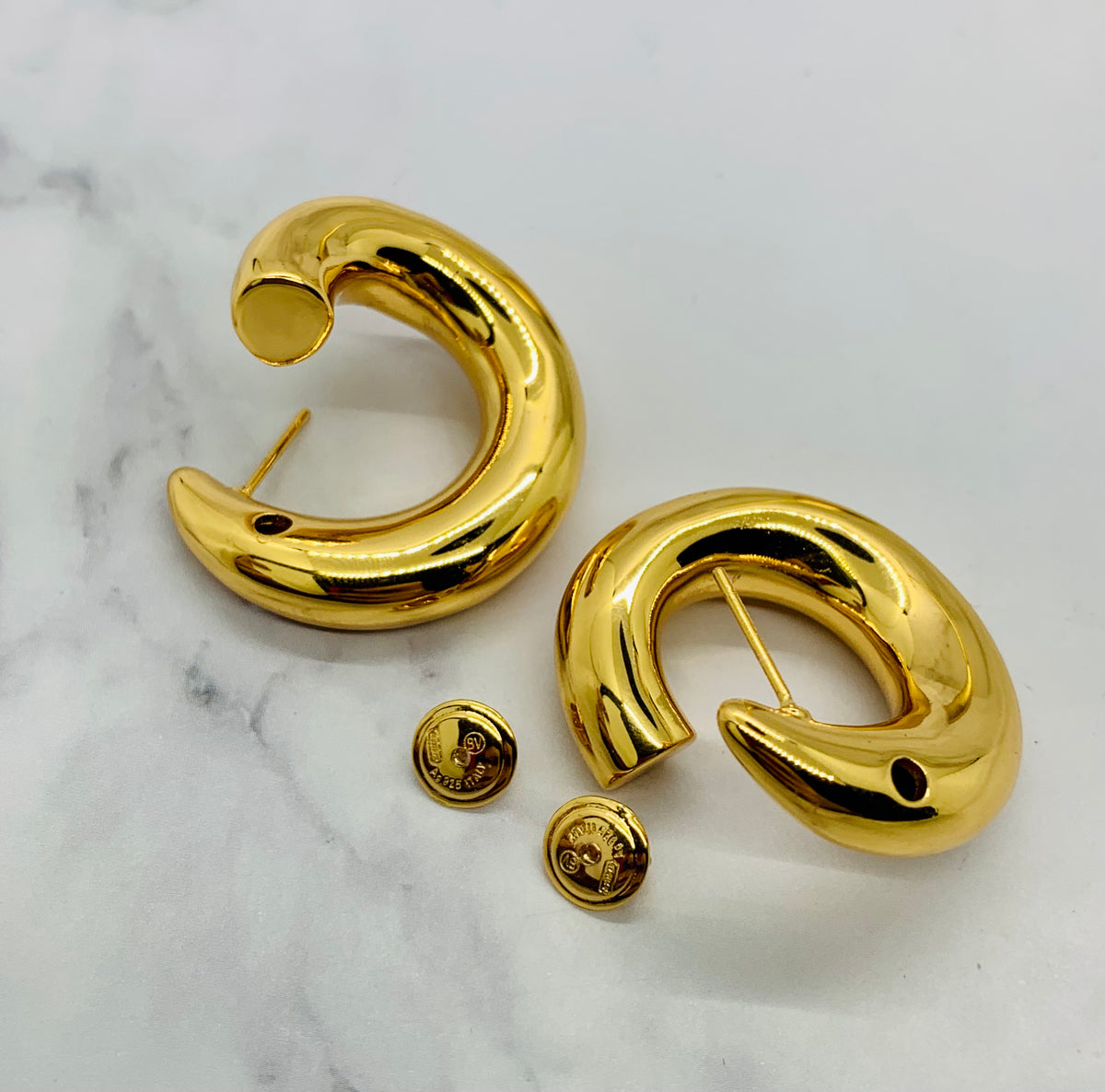 BOTTEGA VENETA Swirl Gold Hoop Earrings - Pre owned