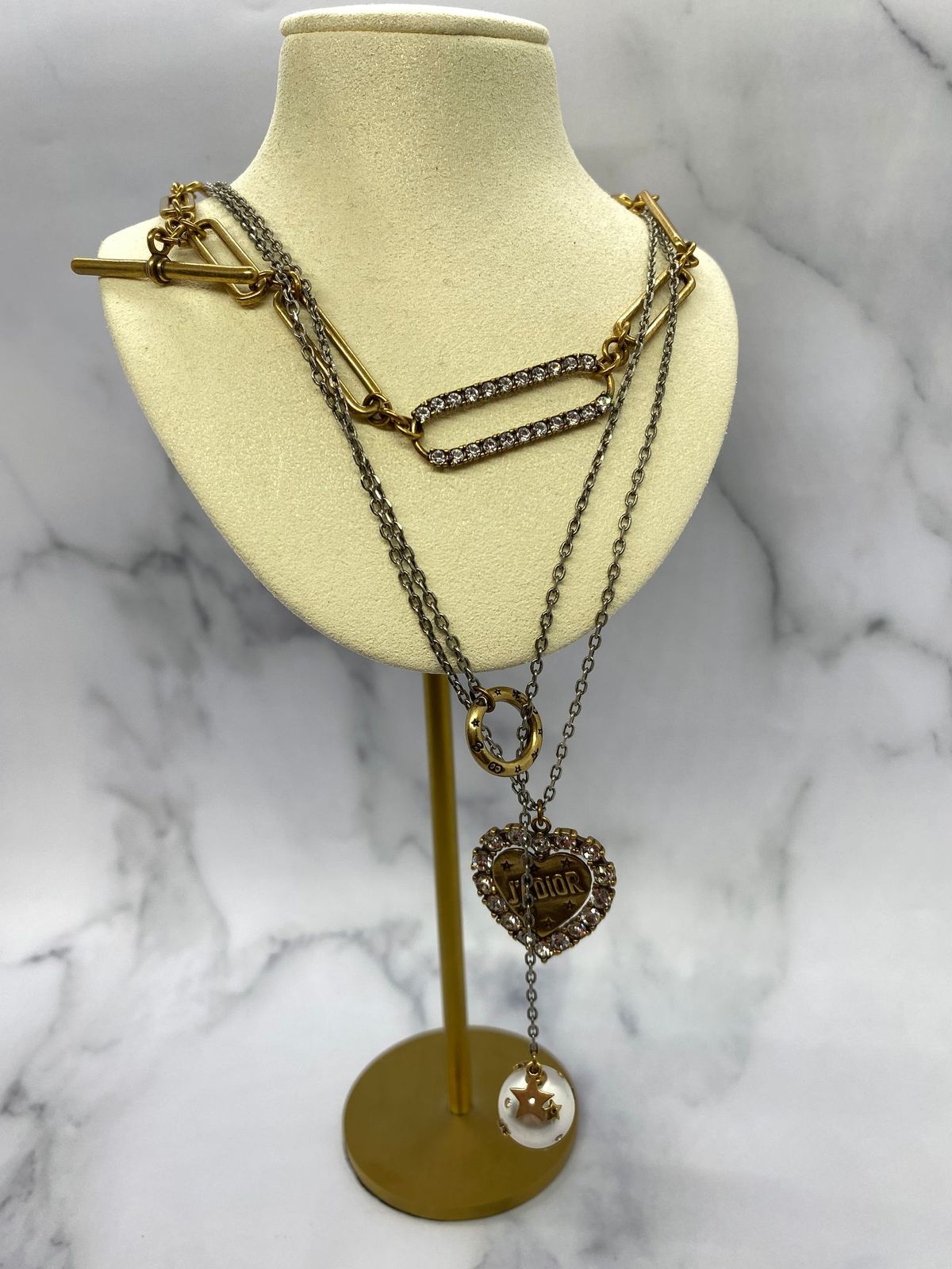 CHRISTIAN DIOR J'Adior Brass Elaborate Necklace - Pre owned