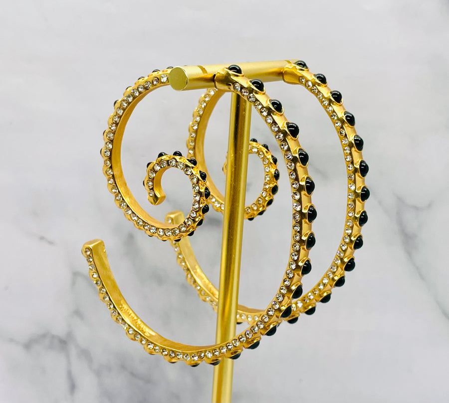 SCHIAPARELLI Large Ornate Hoop Statement Earrings - Pre owned