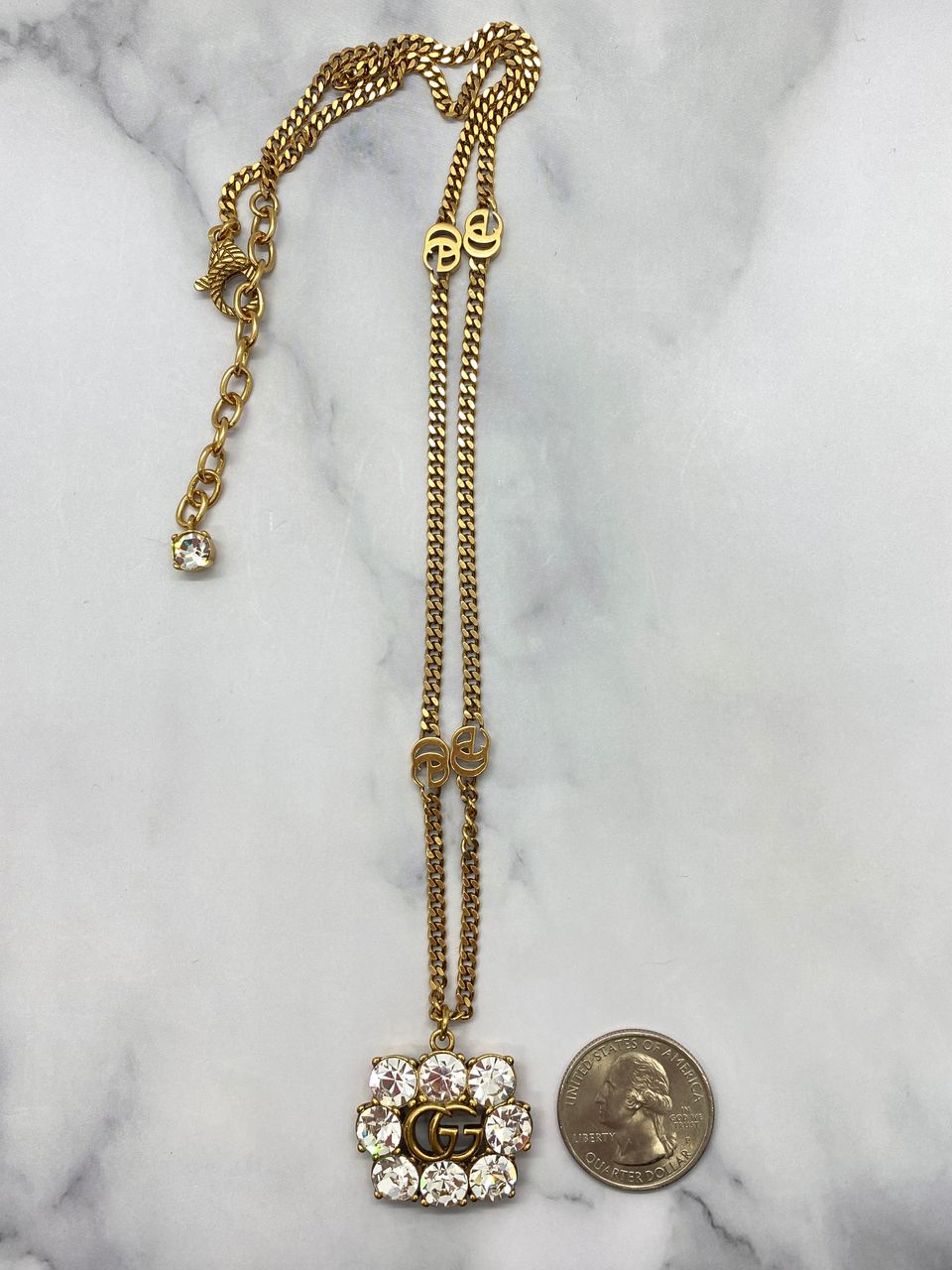 GUCCI GG Rhinestone Necklace - Pre owned