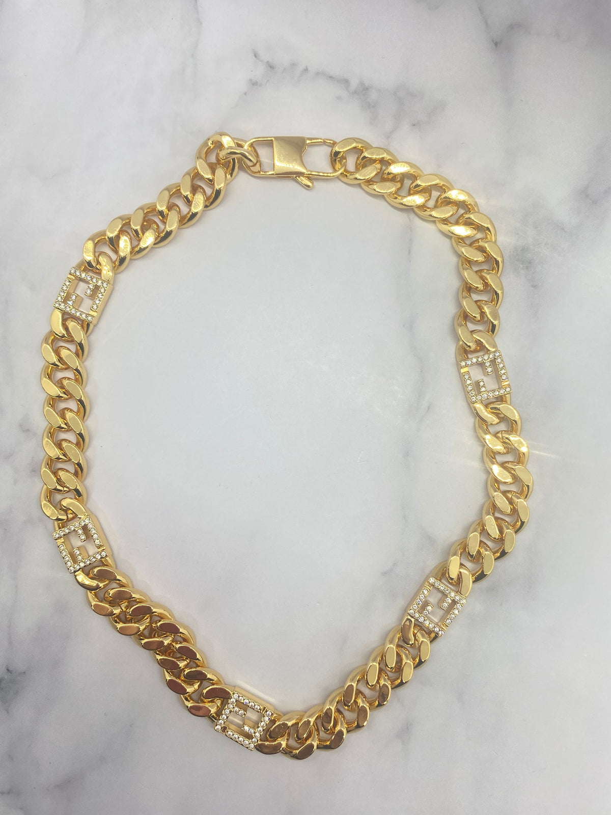FENDI FF Gold Chain Statement Necklace - Pre owned