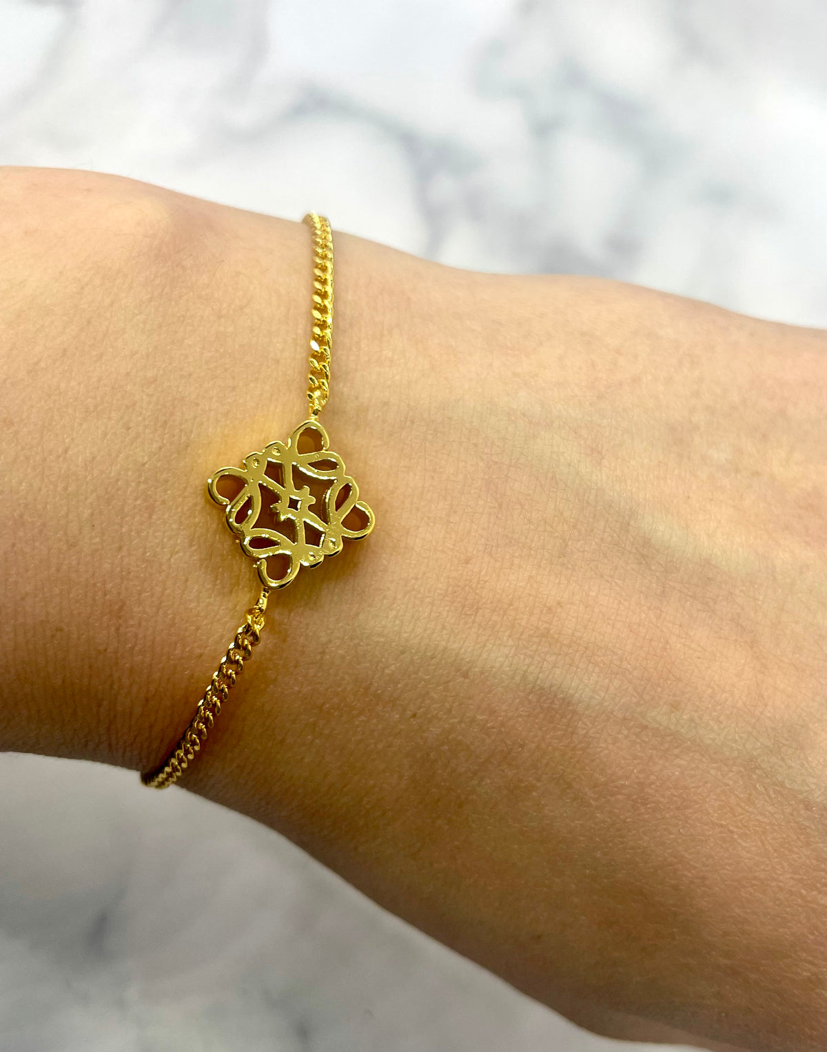 LOEWE Gold Tone Monogram Bracelet - Pre owned