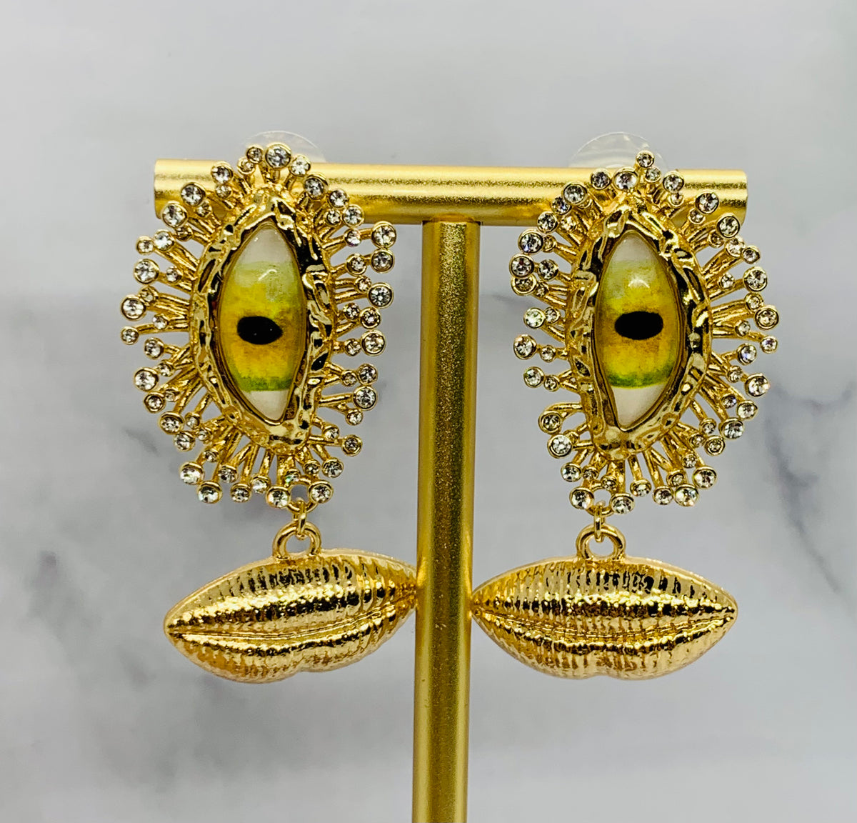 SCHIAPARELLI Statement Eyes & Lips Pendant Earrings - Pre owned