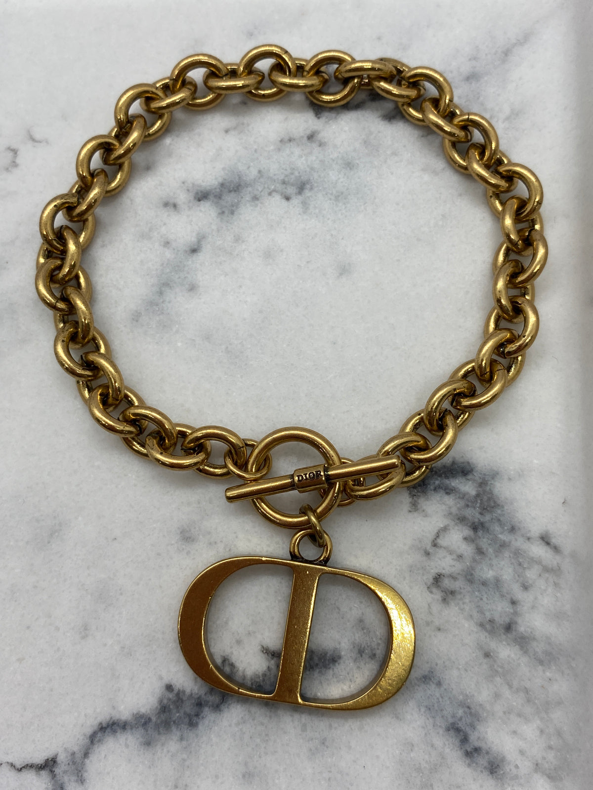 CHRISTIAN DIOR CD Brass Hook Bracelet - USED