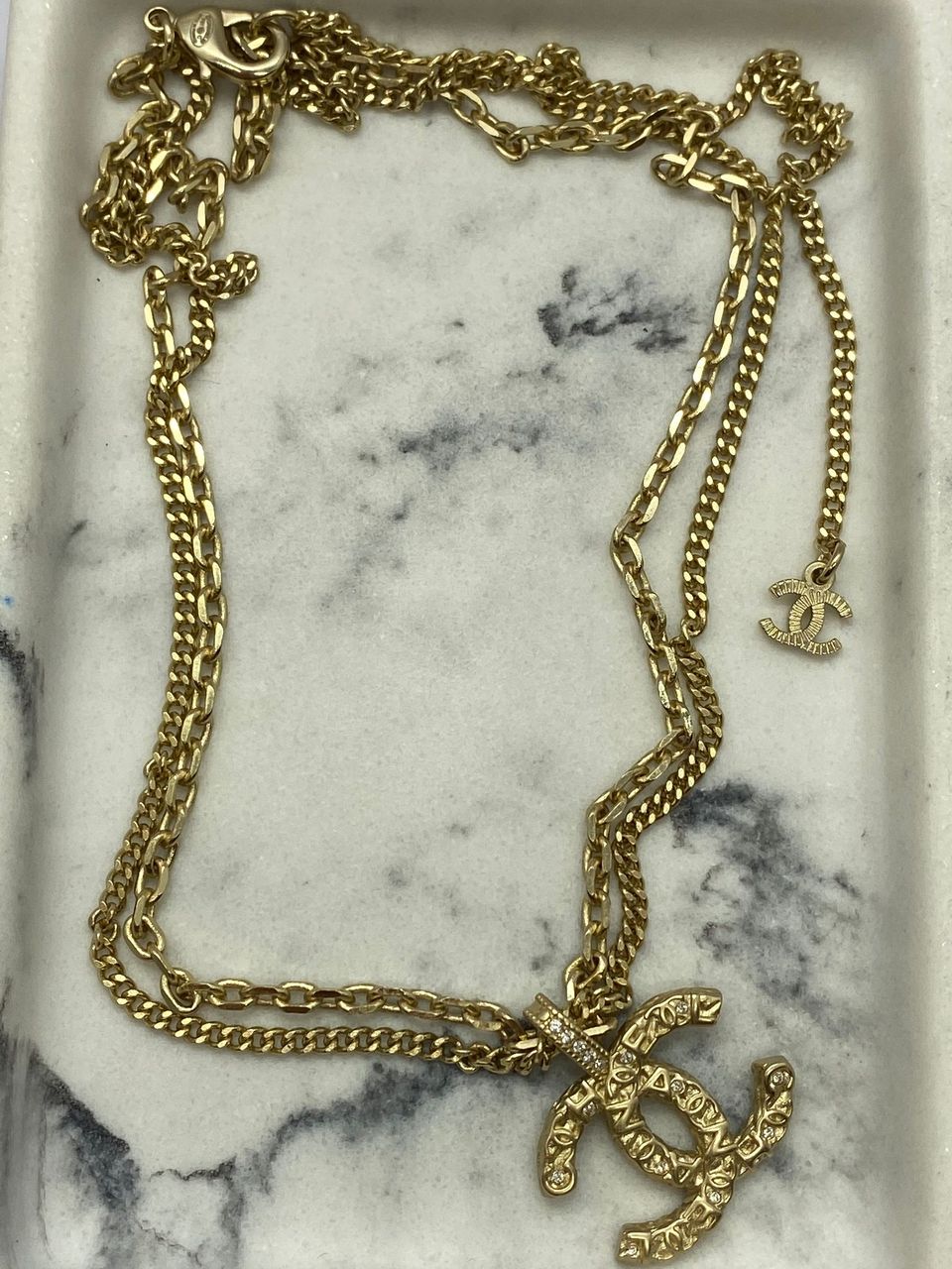 CHANEL CC Gold Tone Multi Chain Necklace - Pre owned