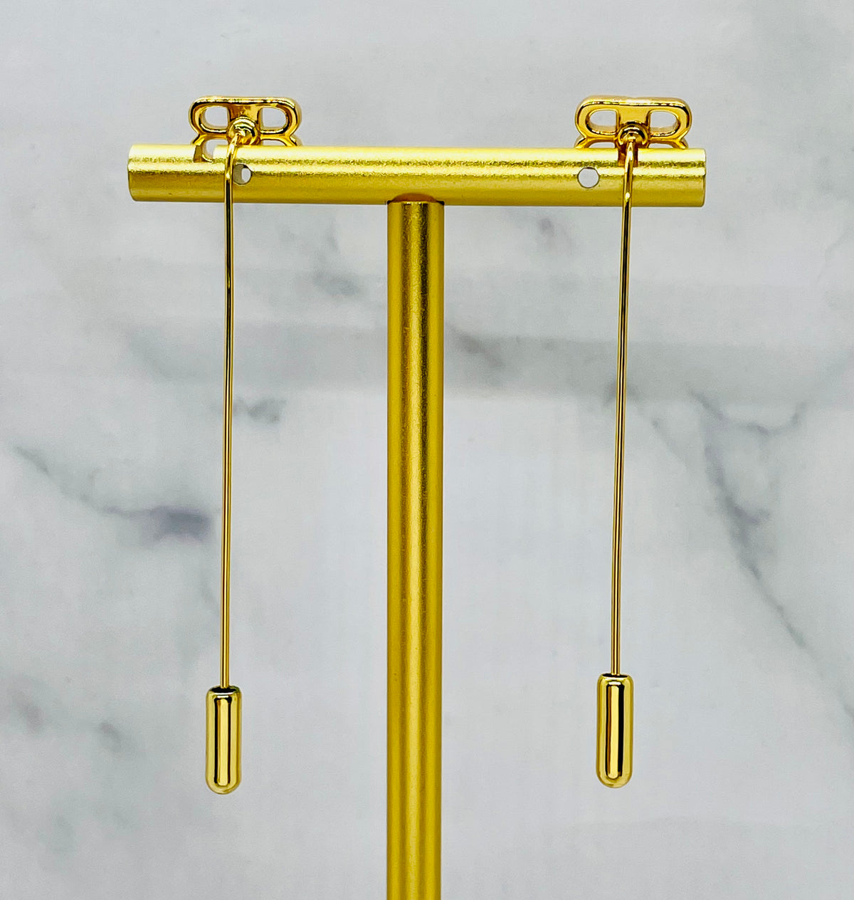 BALENCIAGA BB Gold Tone Pin Earrings - Pre owned
