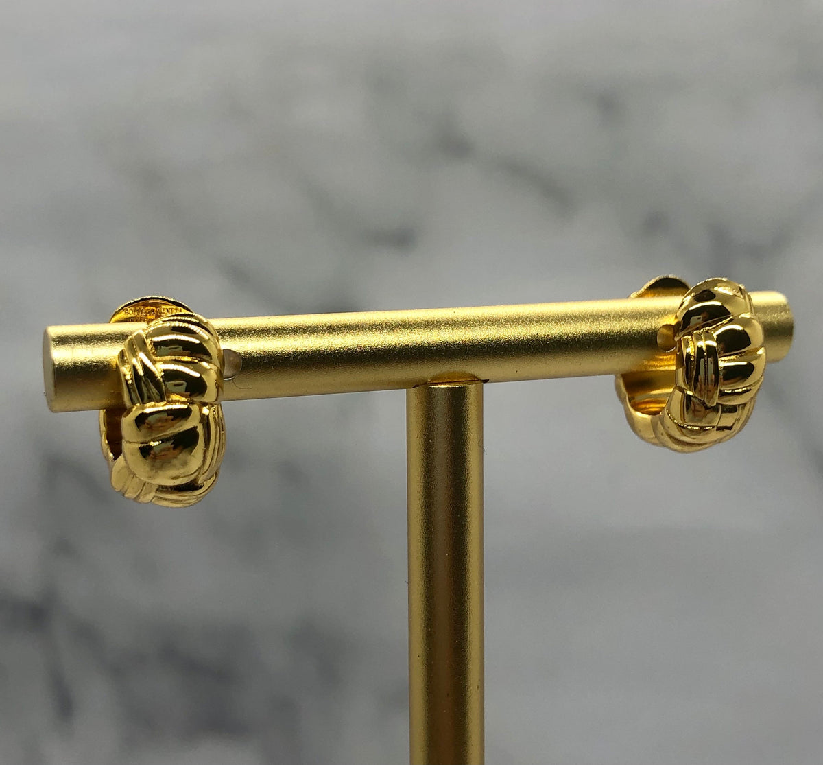 BOTTEGA VENETA Gold Tone Huggie Hoop Earrings - Pre owned