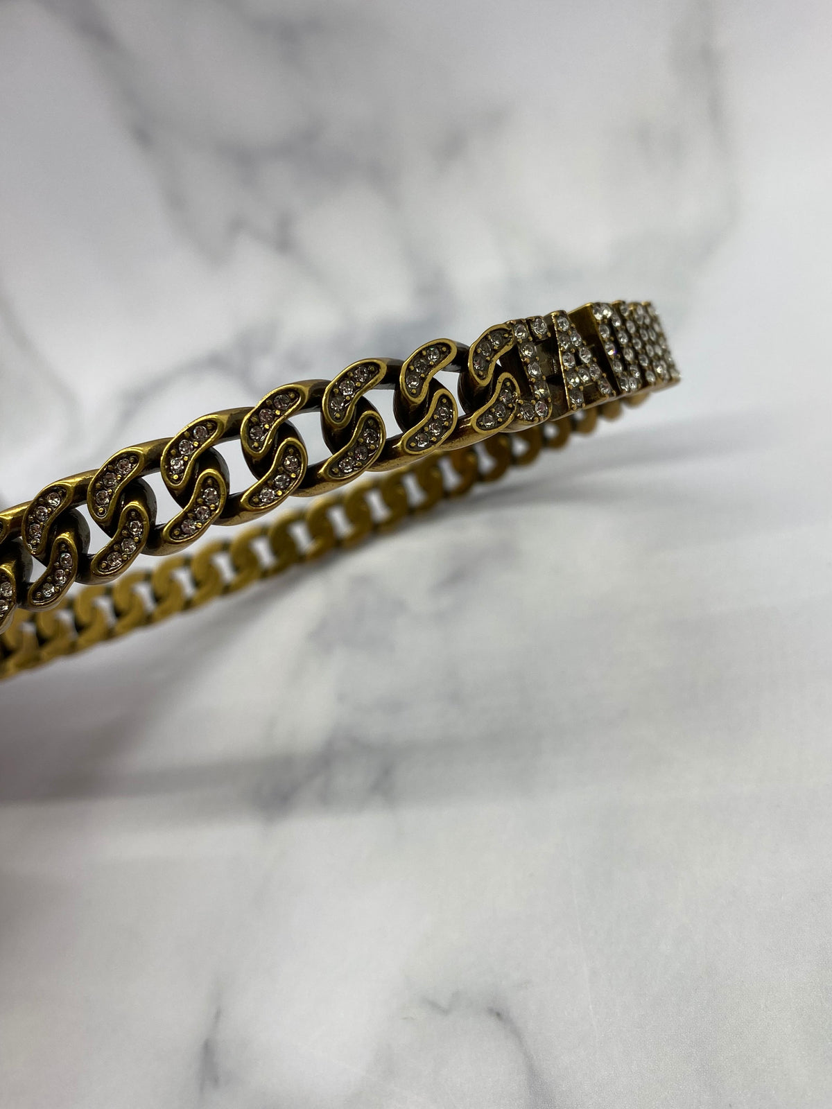 CHRISTIAN DIOR J'Adior Brass Rhinestone Choker Necklace - USED