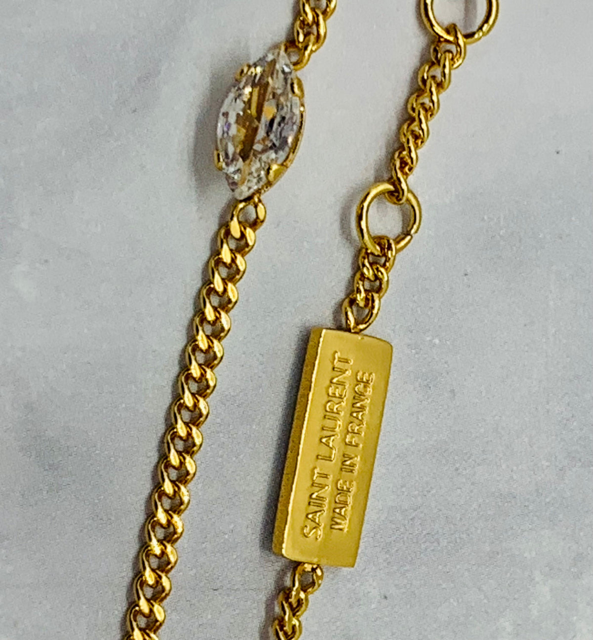 YSL YVES SAINT LAURENT Heart Rhinestone Bracelet - Pre owned / KL4301