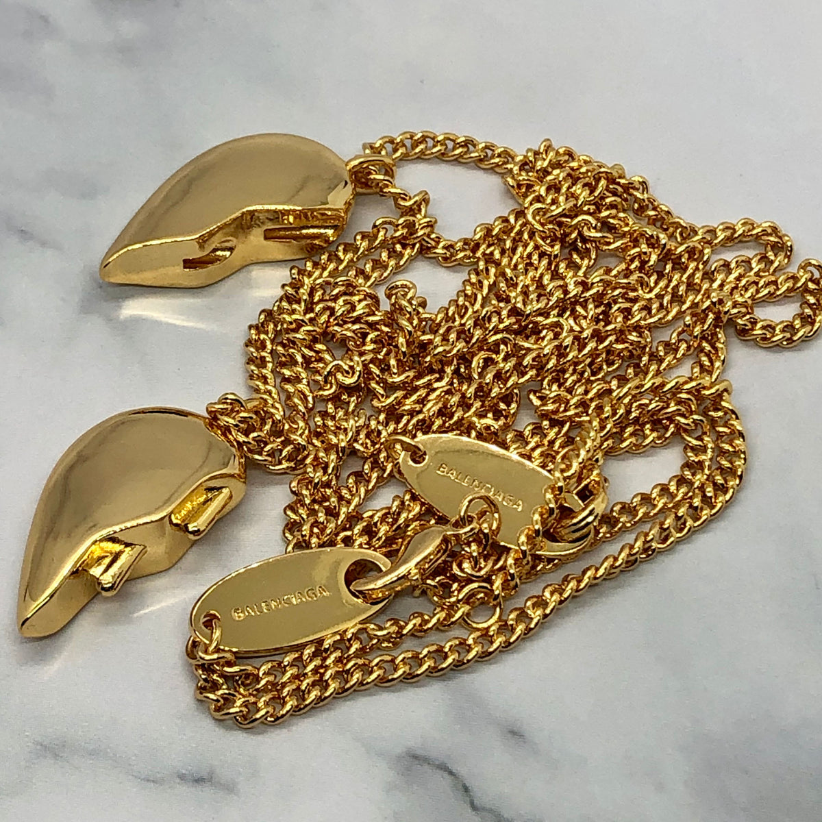 BALENCIAGA Love Lock Friendship Heart Gold Necklace Set - Pre owned