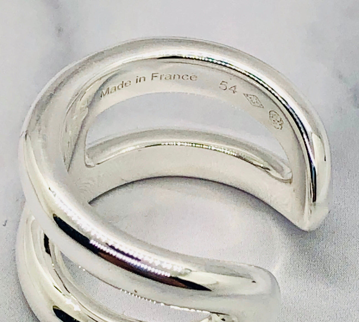 HERMES Silver Tone Ring Size 7 M - Pre owned