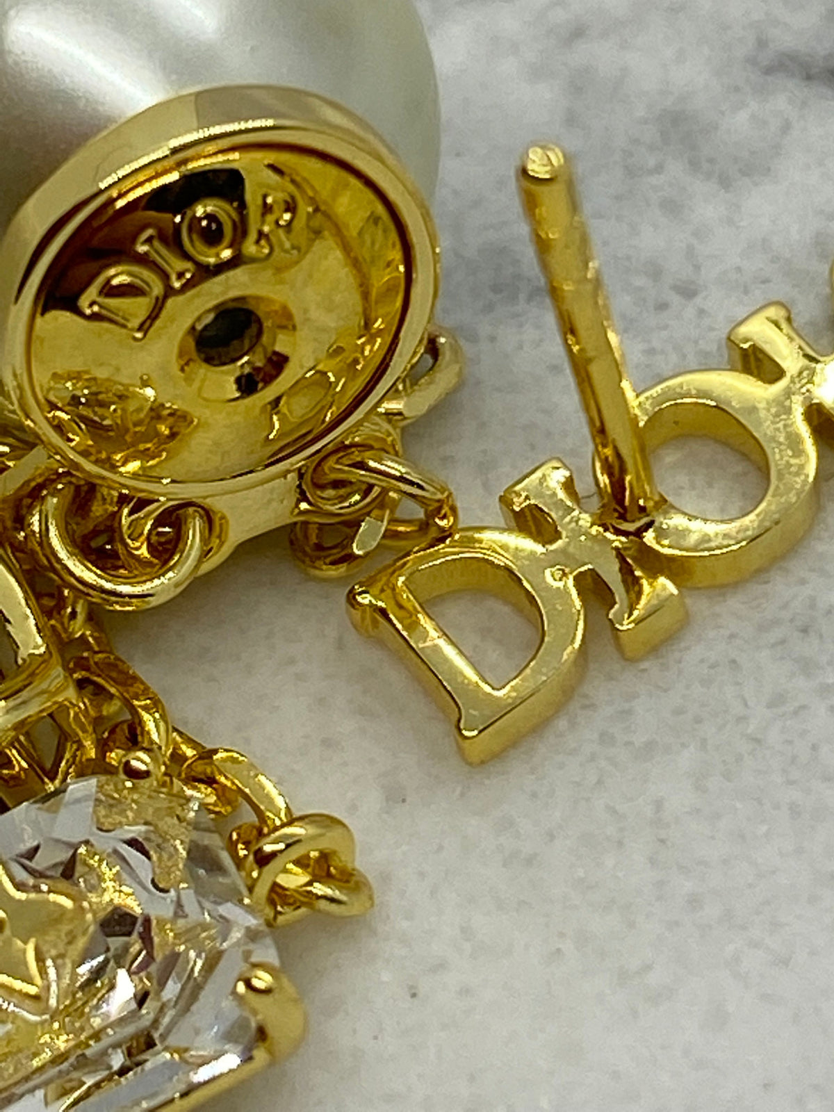 CHRISTIAN DIOR Faux Pearl & Rhinestone Earrings - Pre owned