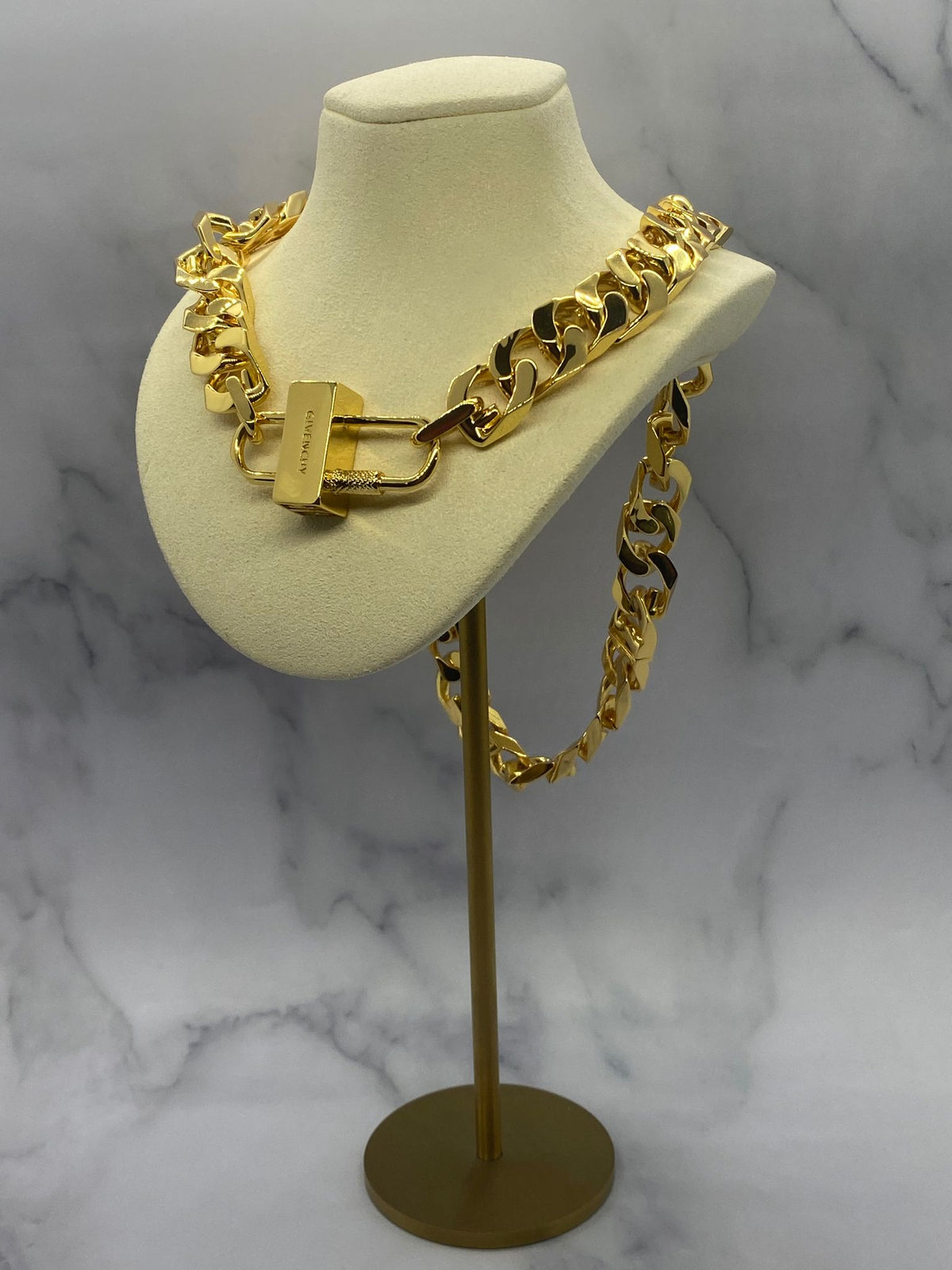 GIVENCHY Gold Tone Lock Chain Necklace - Pre owned