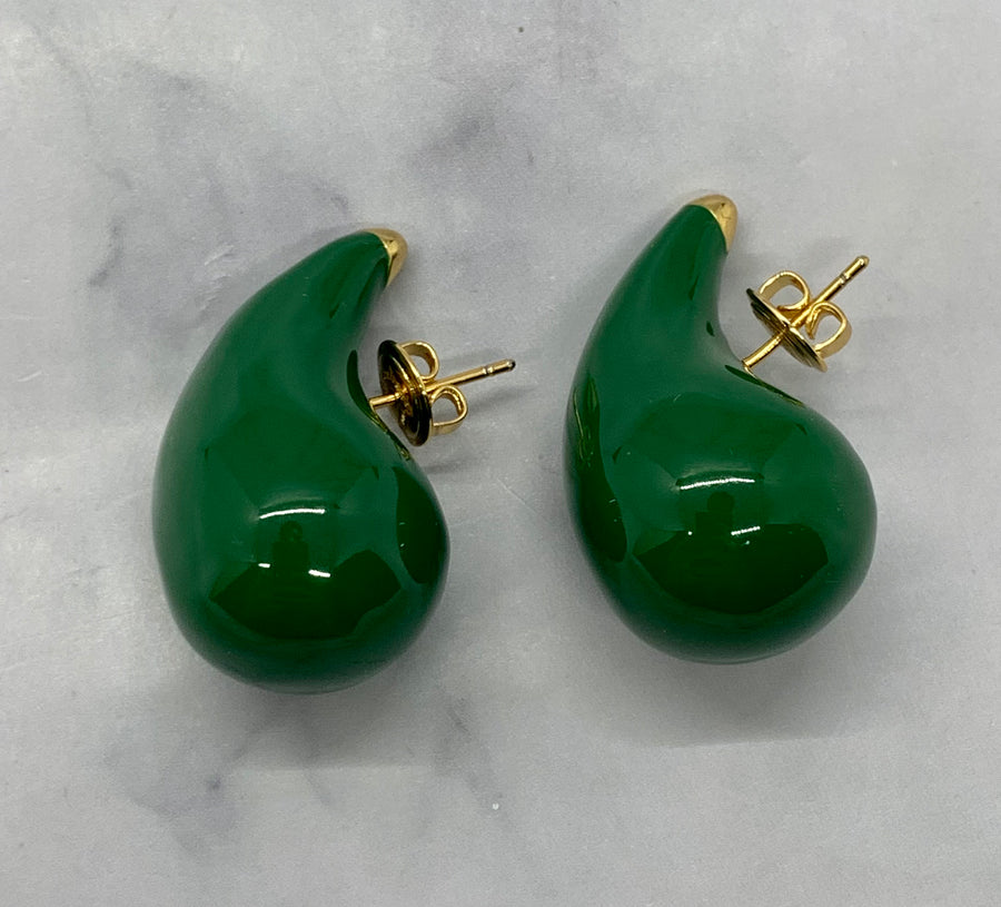 BOTTEGA VENETA Green Tear Drop Earrings - Pre owned