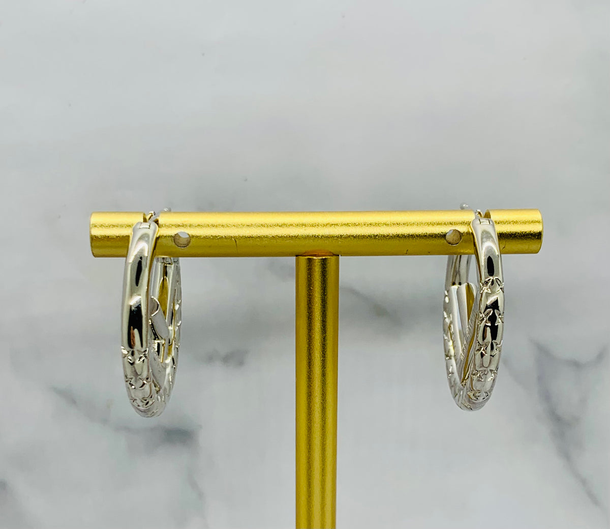 FENDI FF Silver Tone Hoop Earrings - Pre owned