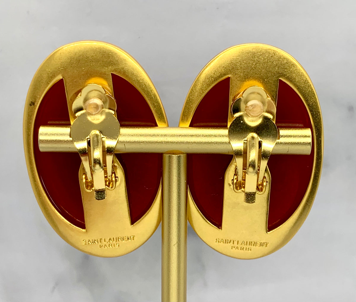 YSL YVES SAINT LAURENT  Carnelian Clip On Earrings - Pre owned