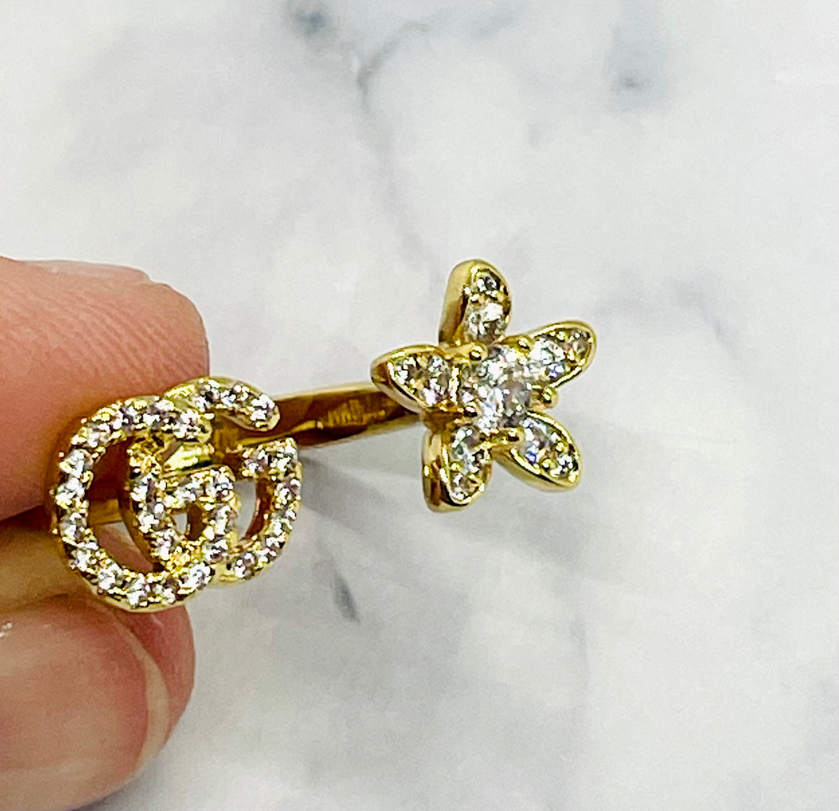 GUCCI Rhinestone Daisy Adjustable Ring - Pre owned