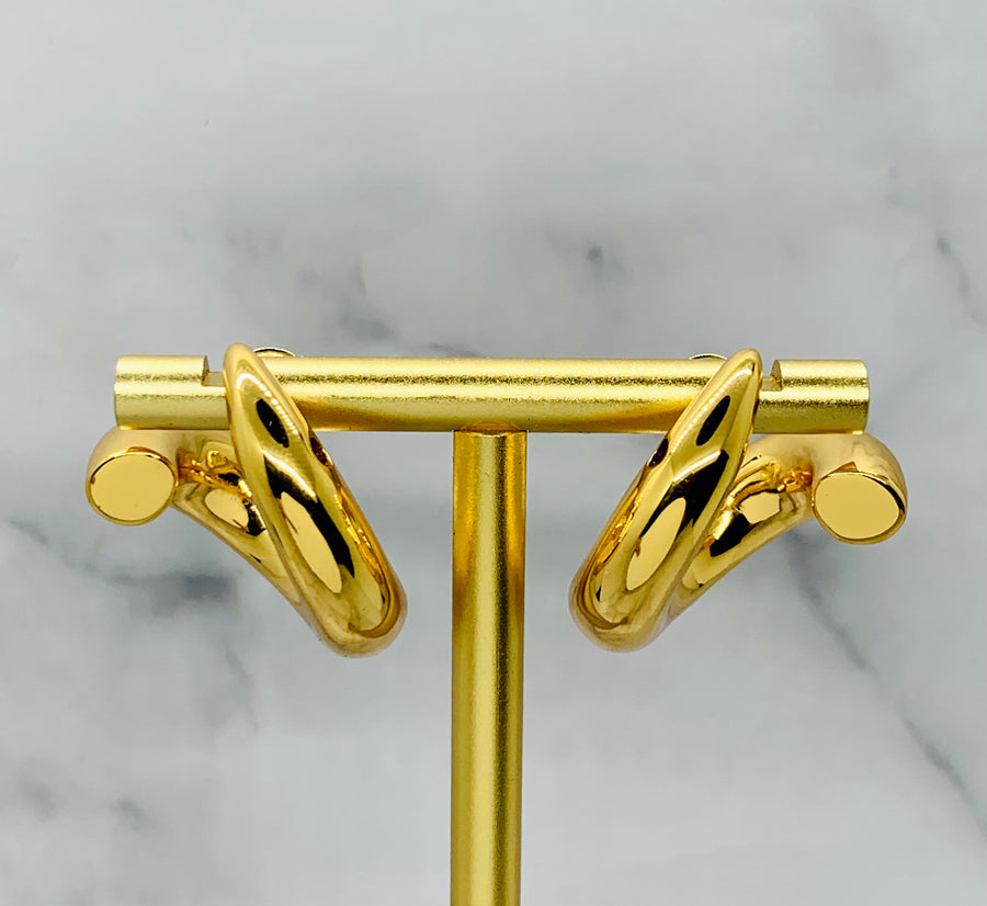 BOTTEGA VENETA Swirl Gold Hoop Earrings - Pre owned