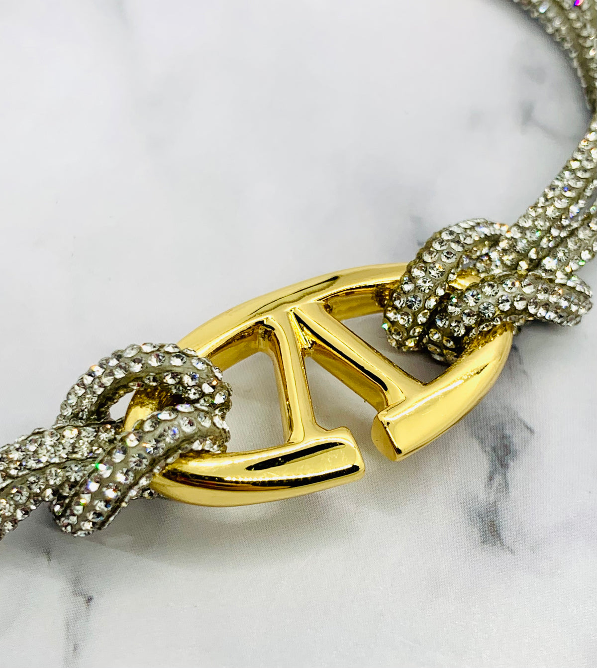 VALENTINO Rhinestone Monogram Bracelet - Pre owned