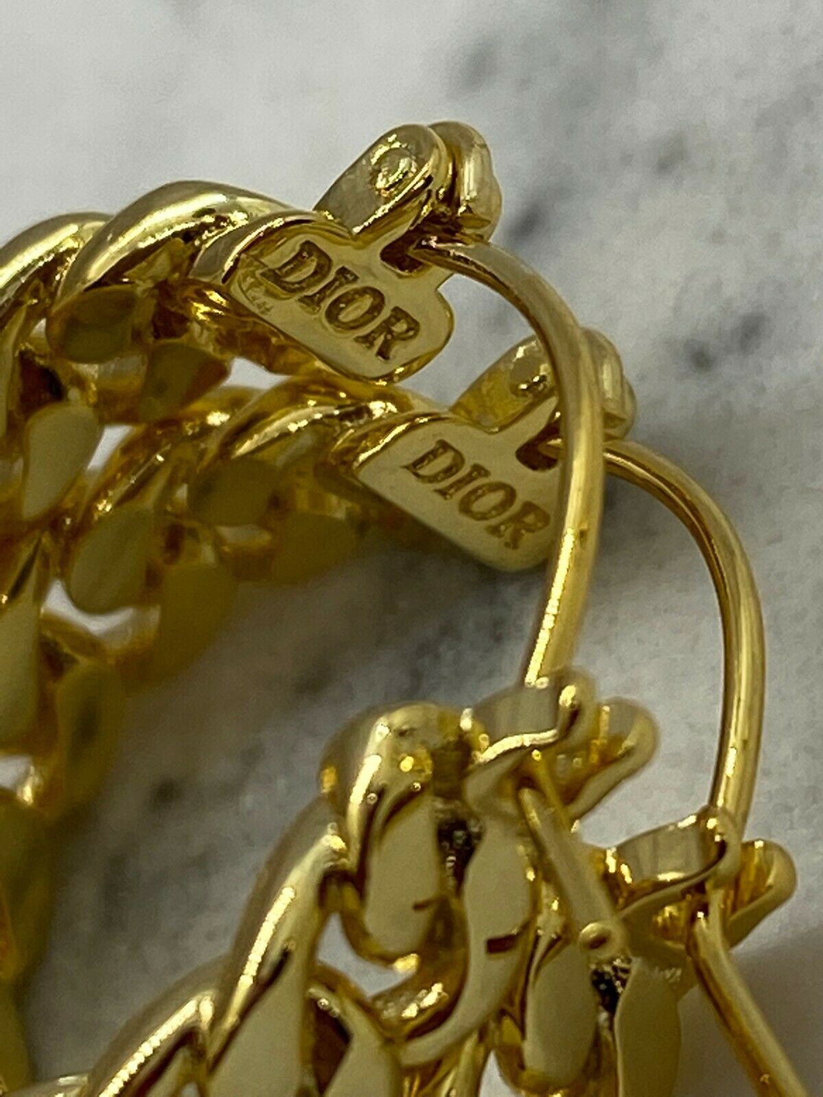 CHRISTIAN DIOR Gold Tone Rhinestone Pendant Earrings - Pre owned