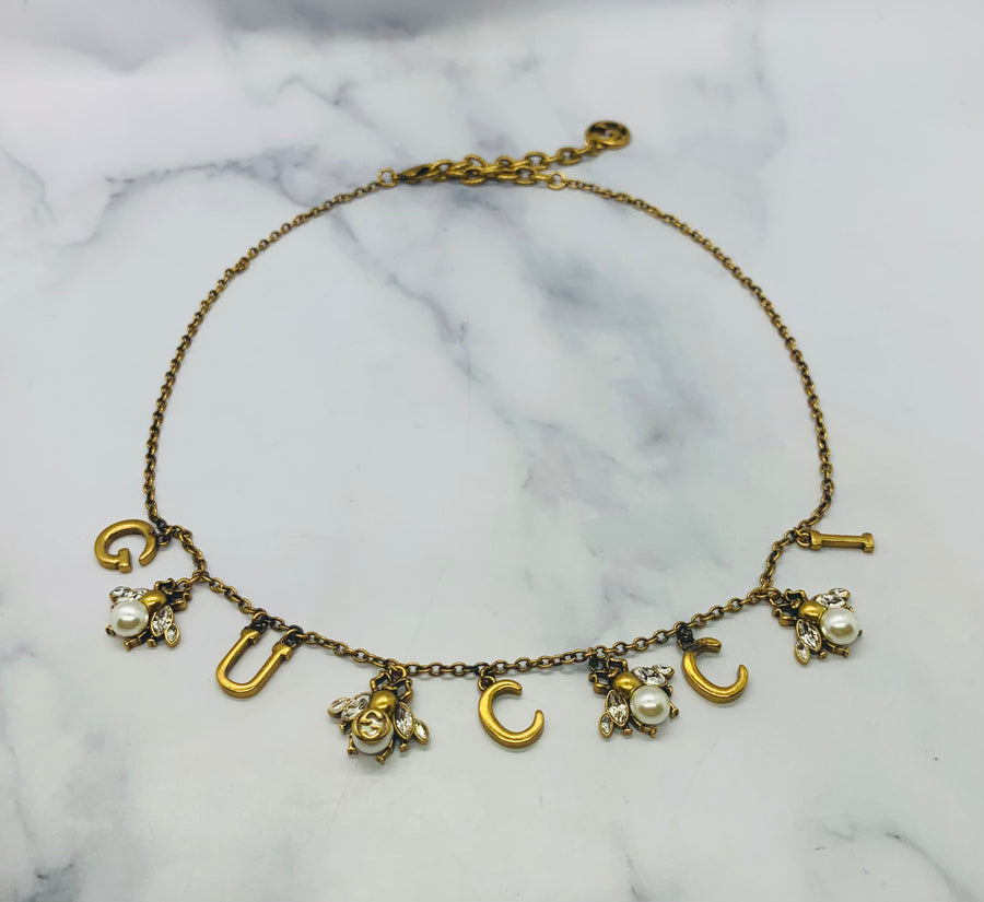 GUCCI GG Brass Bee Necklace - Pre owned