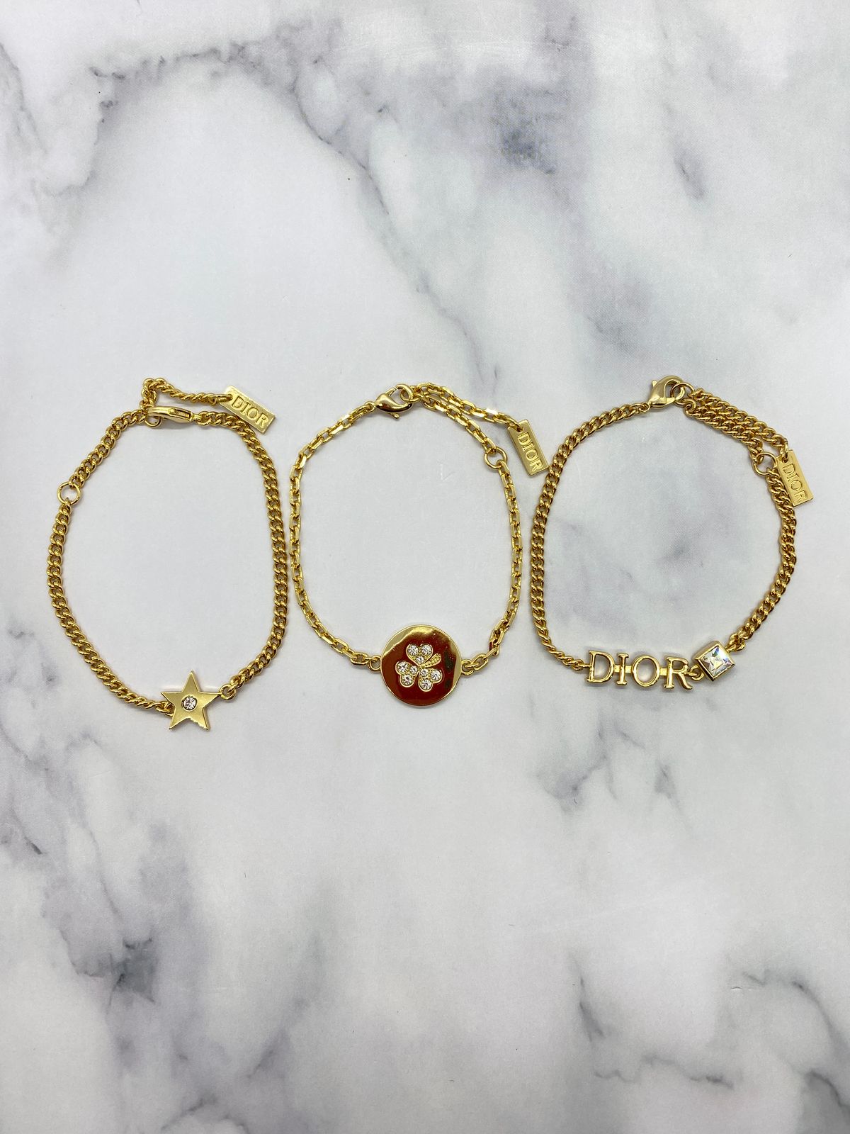 CHRISTIAN DIOR Set of 3 Gold Bracelets - Pre owned