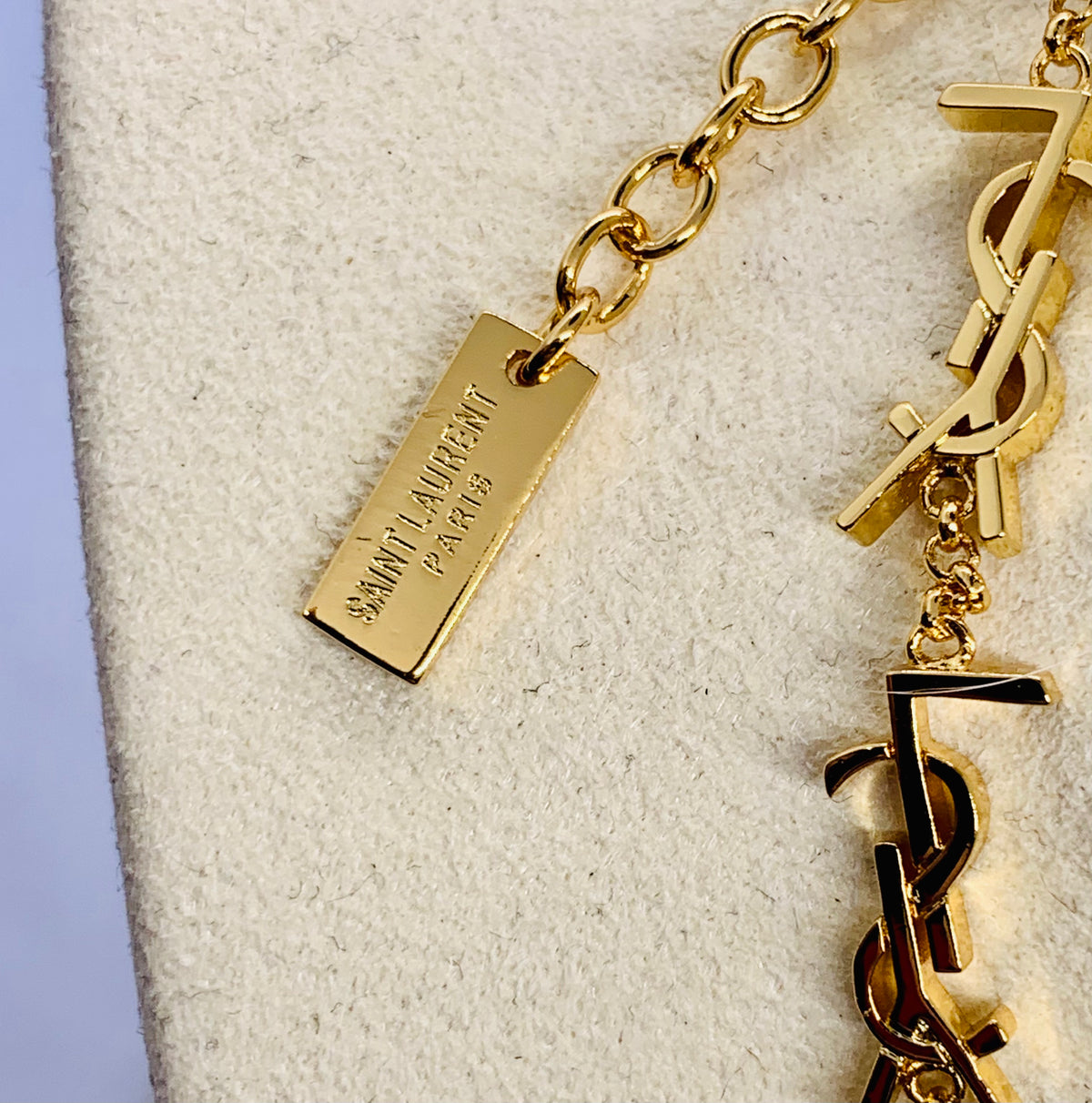 YSL YVES SAINT LAURENT Gold Monogram Necklace - Pre owned