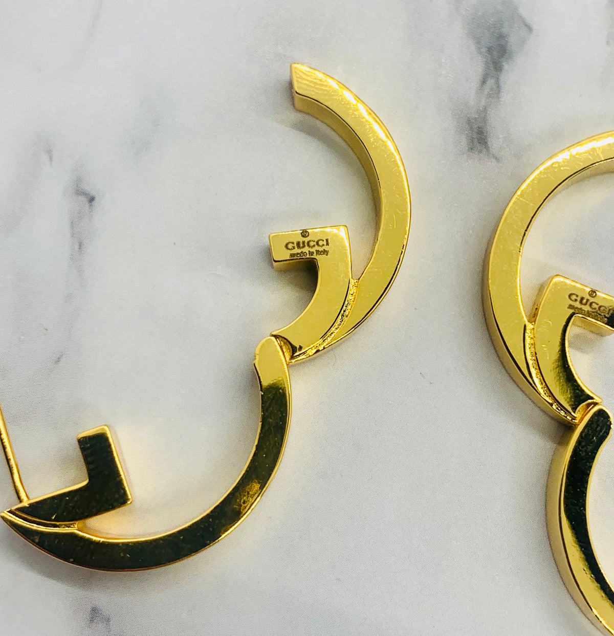 GUCCI GG Gold Tone Hoop Earrings - Pre owned