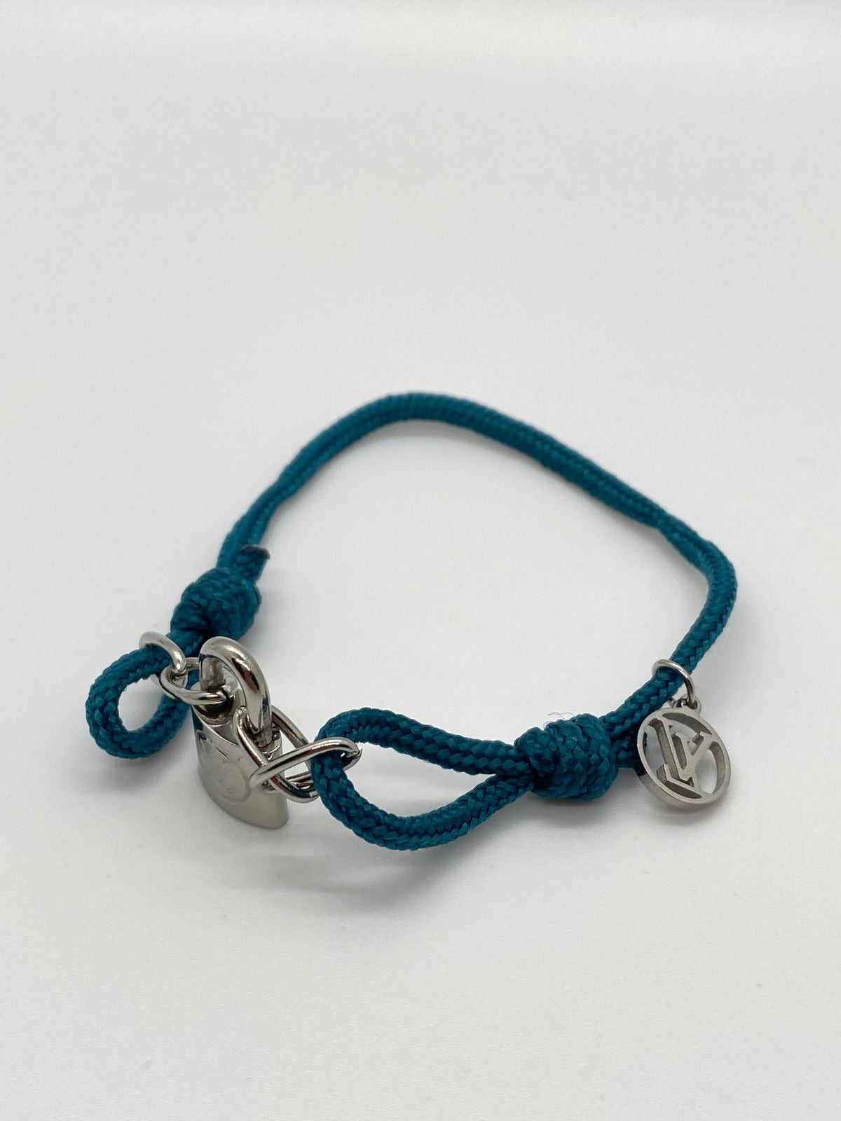 LOUIS VUITTON LV Teal Tone Logo Rope & Lock Bracelet - Pre owned