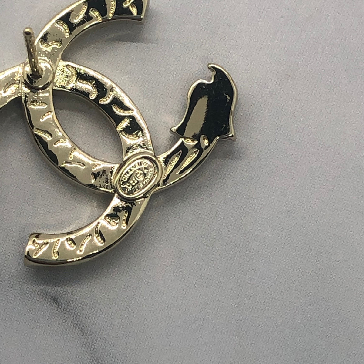 CHANEL CC Light Gold Tone Ornate Earrings - Pre owned