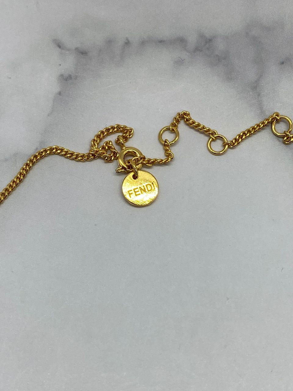 FENDI F Monogram Pendant Disc Necklace - Pre owned