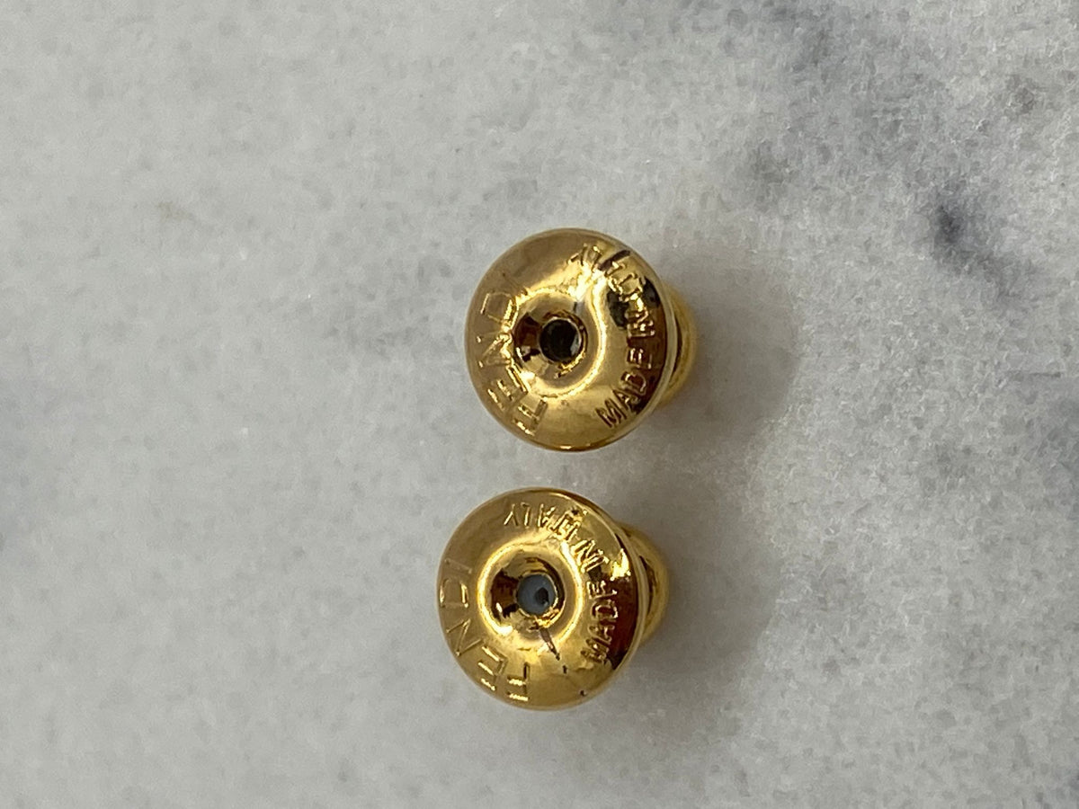 FENDI F Gold Tone Rhinestone Circle Earrings - Pre owned