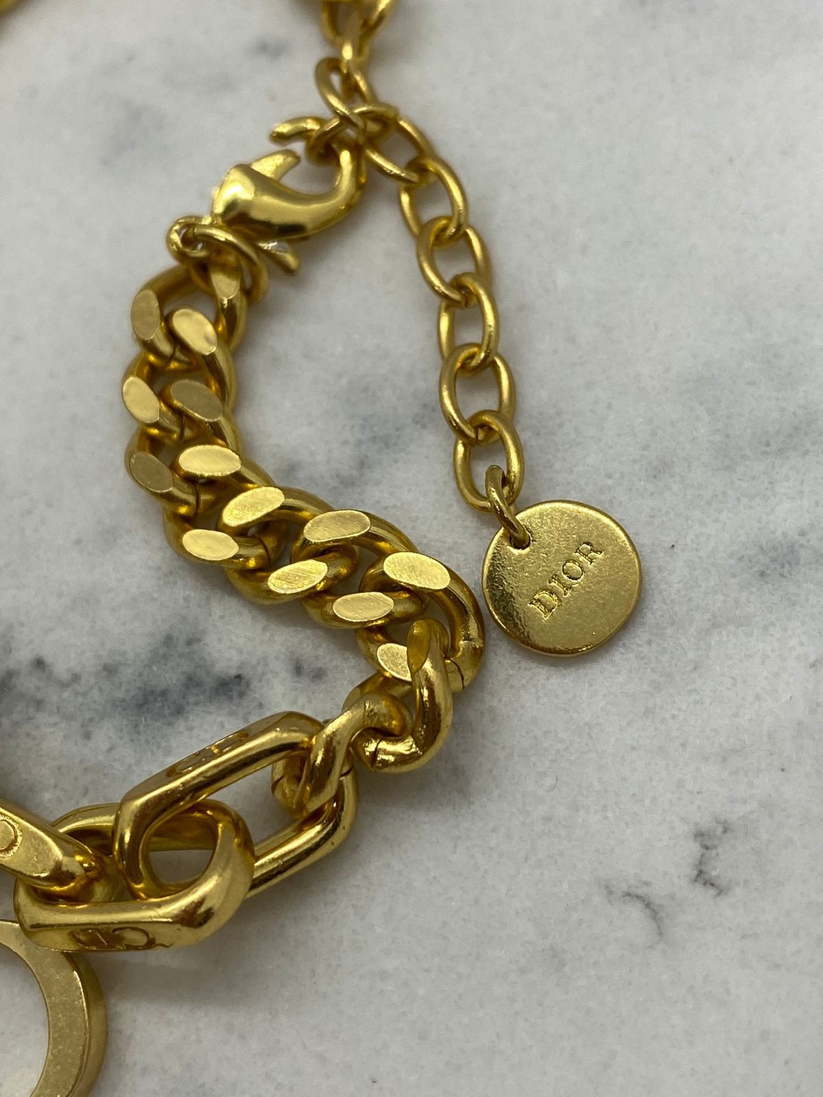 CHRISTIAN DIOR CD Gold Tone Charm Bracelet - Pre owned