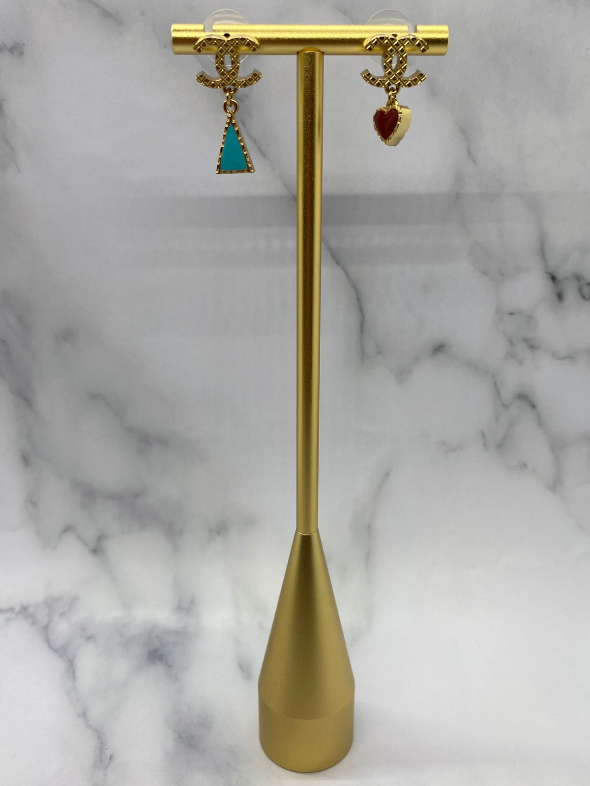 CHANEL CC Asymmetric Earrings - USED