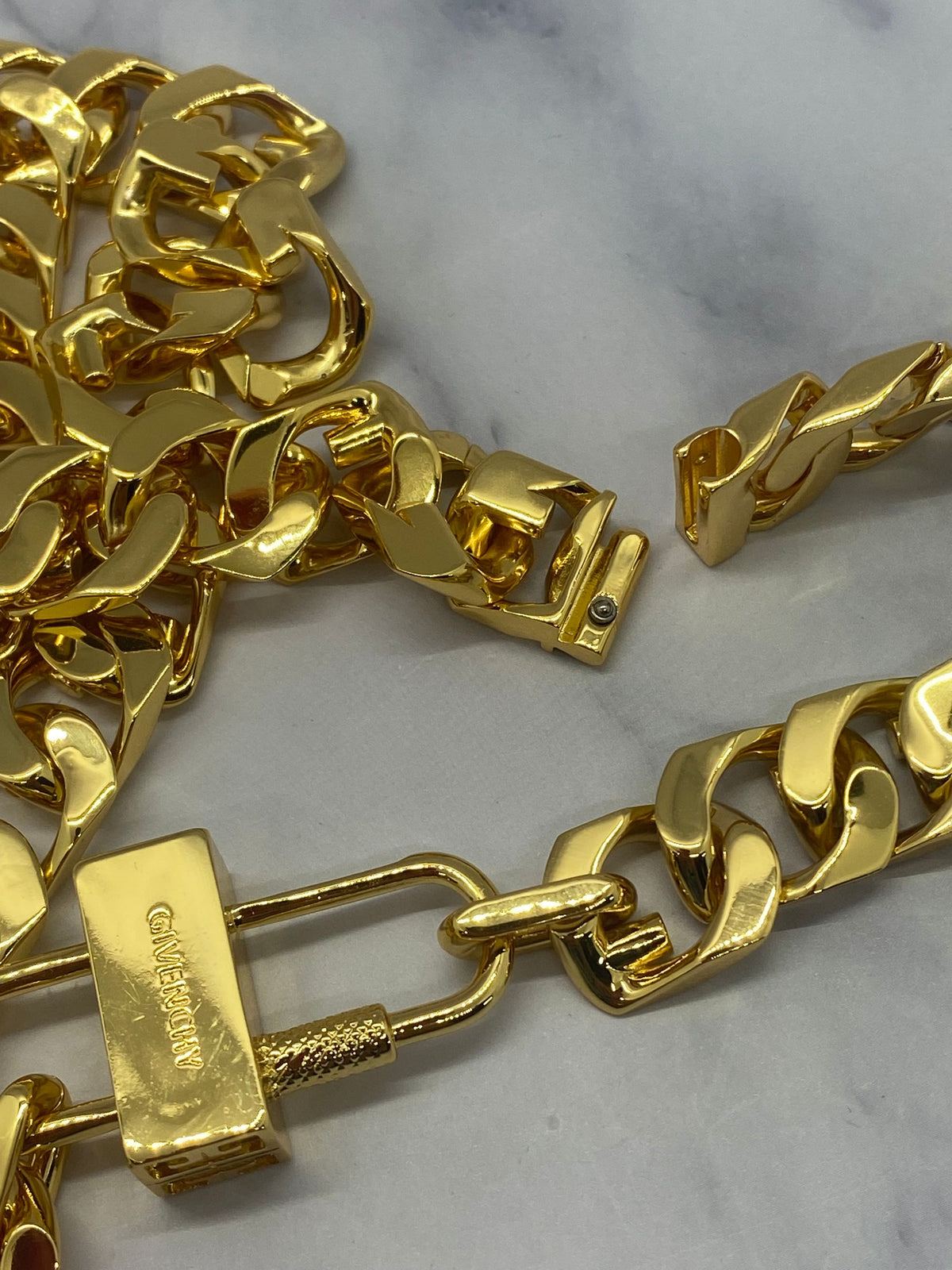 GIVENCHY Gold Tone Lock Chain Necklace - Pre owned