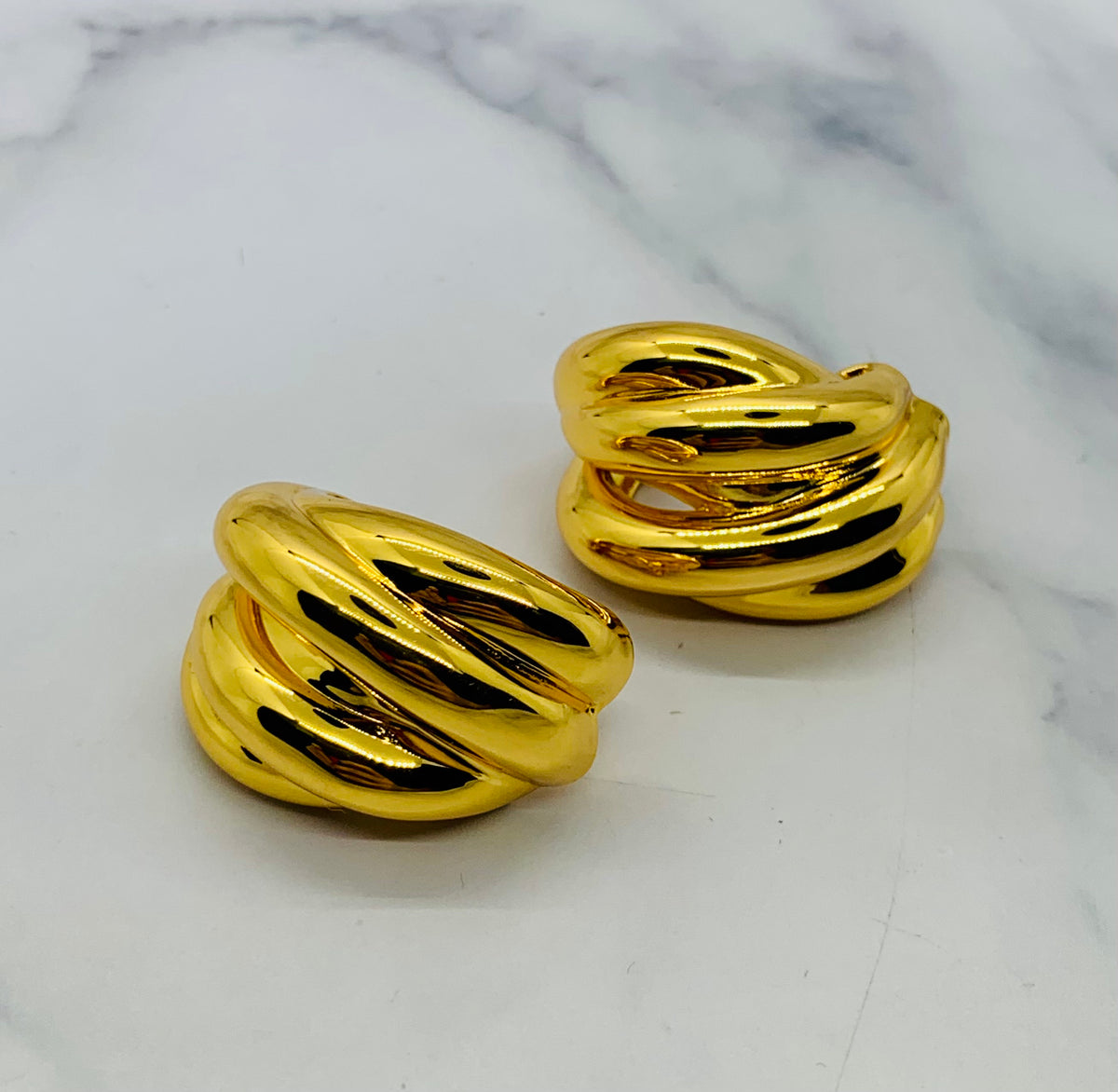 BALENCIAGA Gold Statement Clip On Earrings - Pre owned