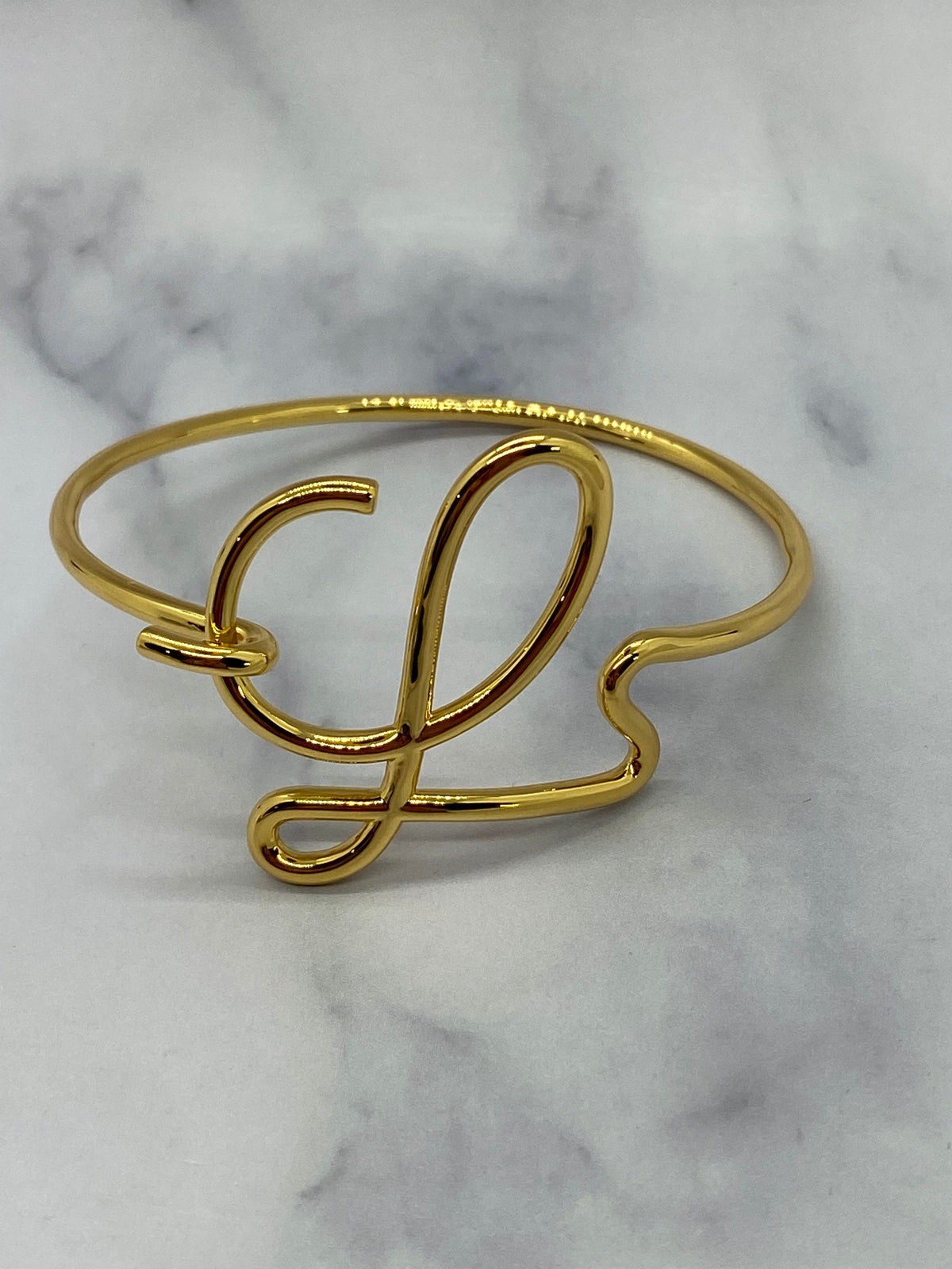 LOEWE Gold Tone Monogram Bracelet - Pre owned