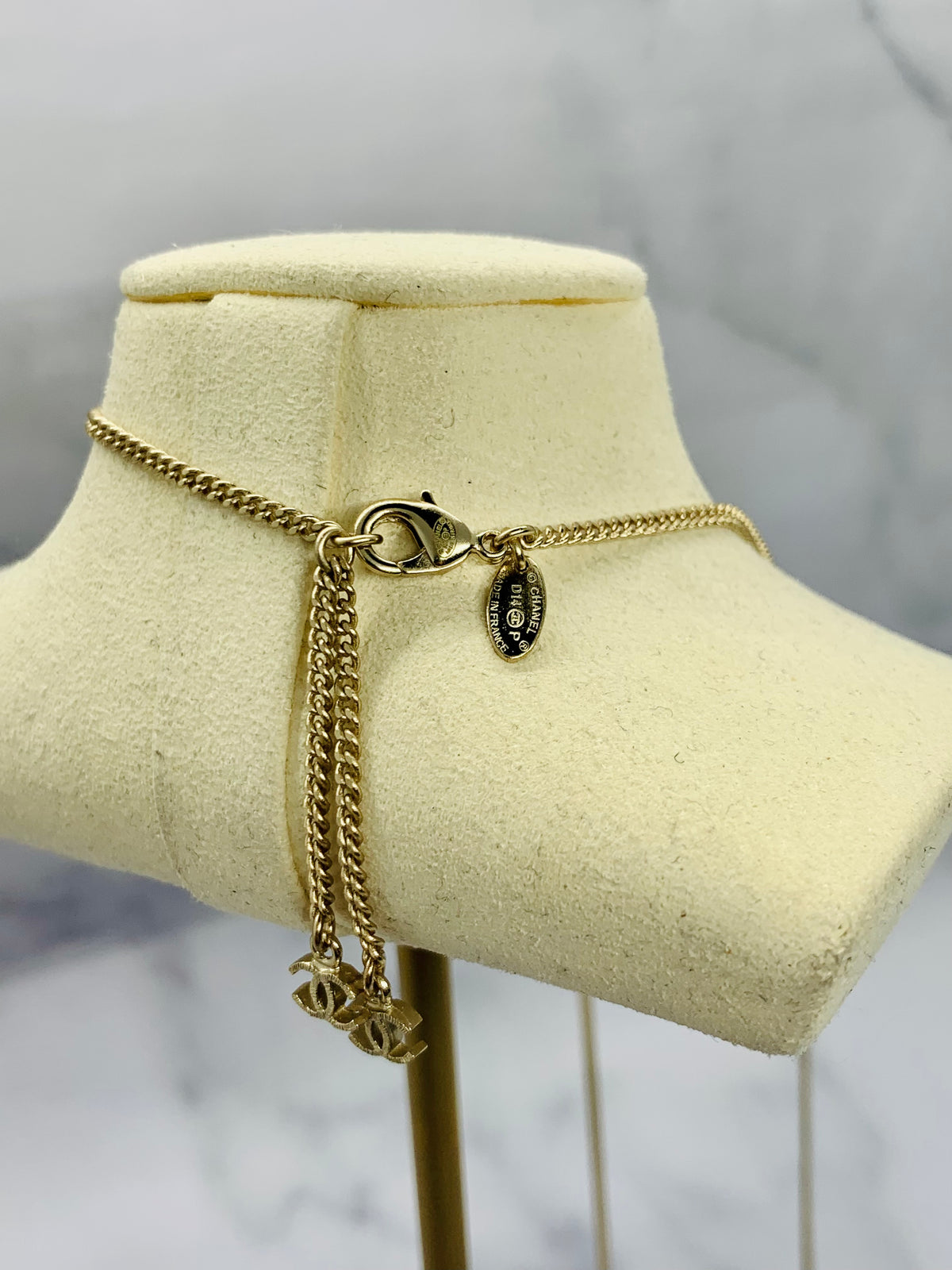 CHANEL CC Rhinestone Crescent Moon Necklace - Pre owned