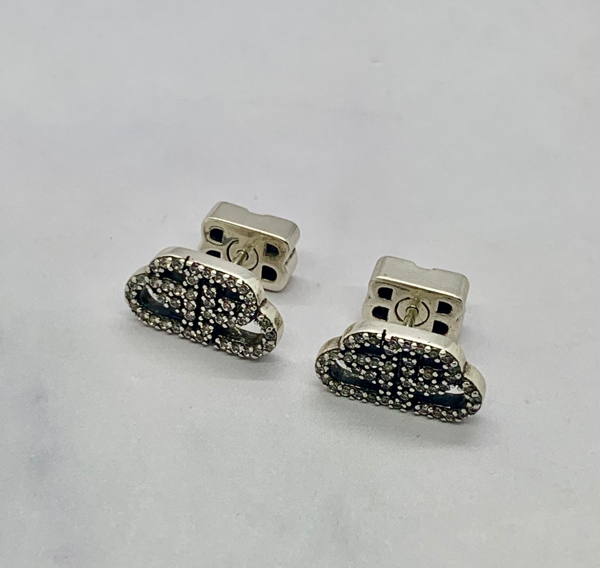 BALENCIAGA BB Rhinestone Earrings - USED