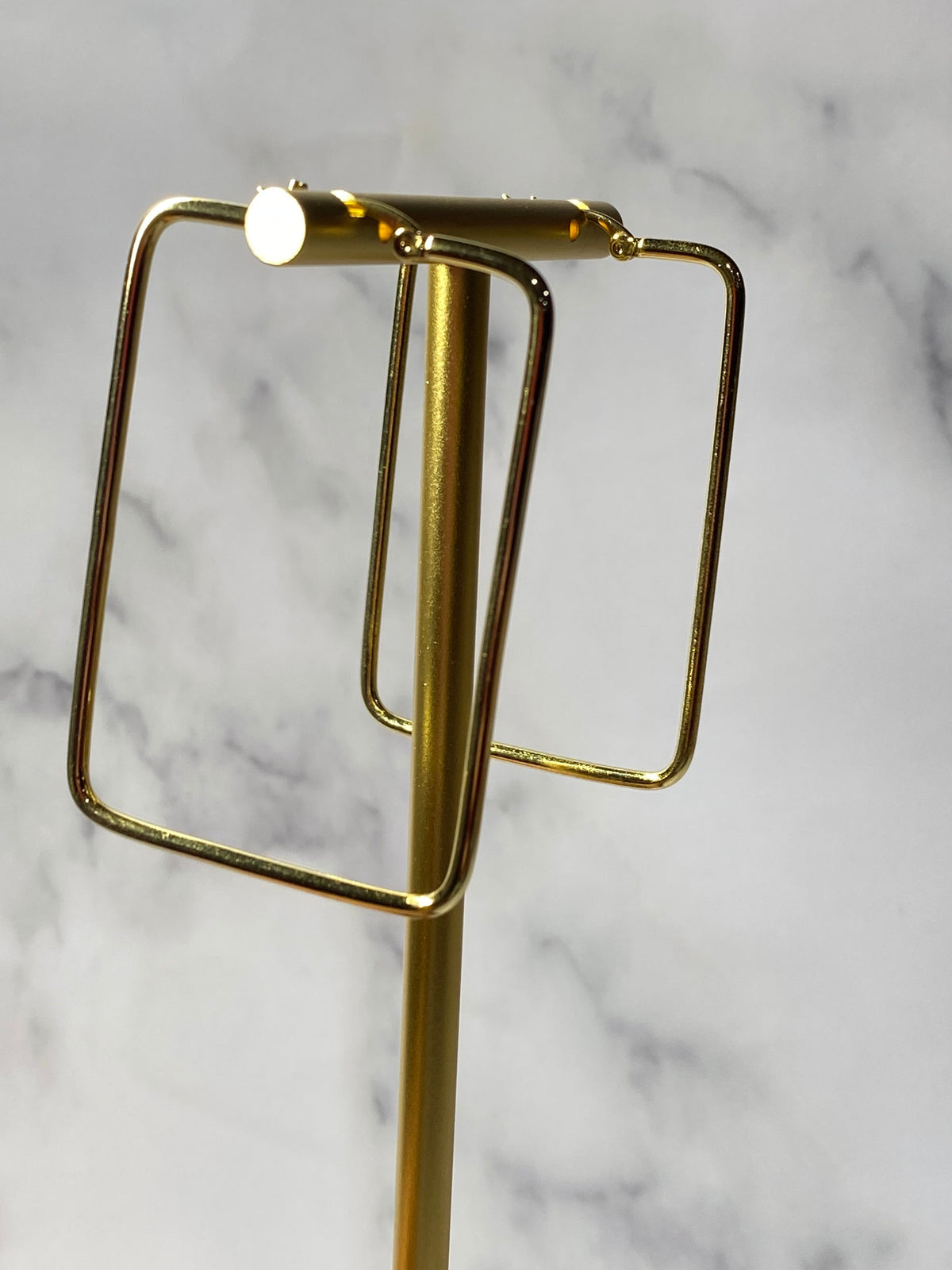 CELINE Gold Tone Square Hoop Earrings - Pre owned