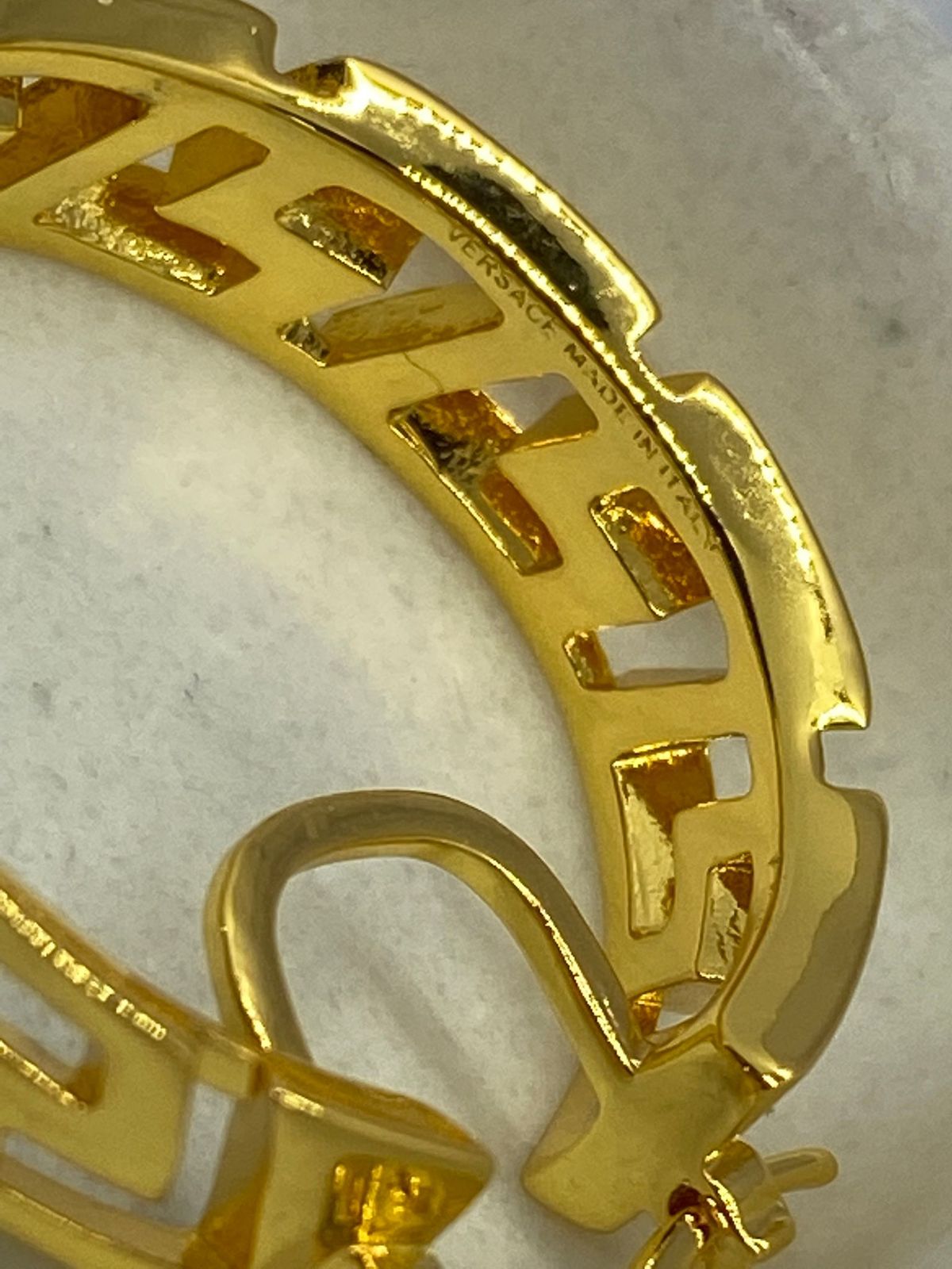 VERSACE Monogram Gold Tone Hoop Earrings - Pre owned