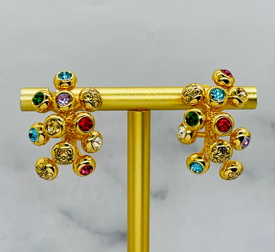 LOEWE Multi Color Rhinestone Earrings - Pre owned
