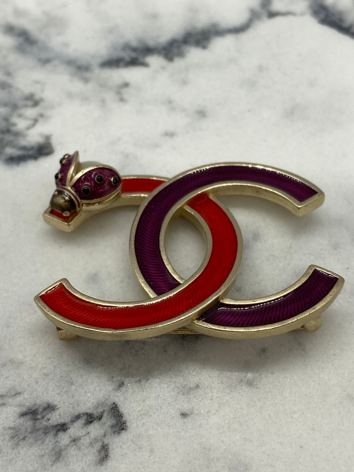 CHANEL CC Ladybug Brooch Pin - Pre owned