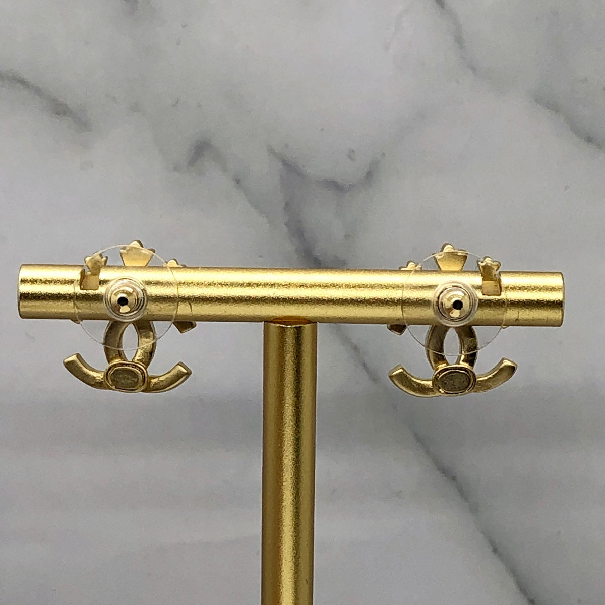 CHANEL CC Crown Rhinestone Earrings - Pre owned