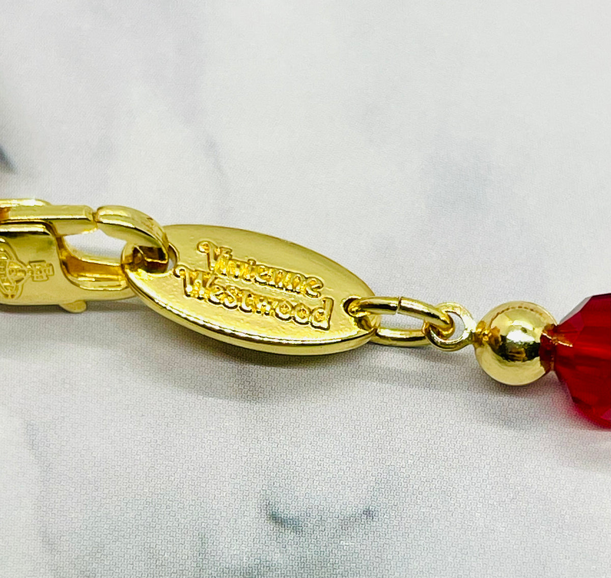 VIVIENNE WESTWOOD Red Beaded Orb Necklace - Pre owned
